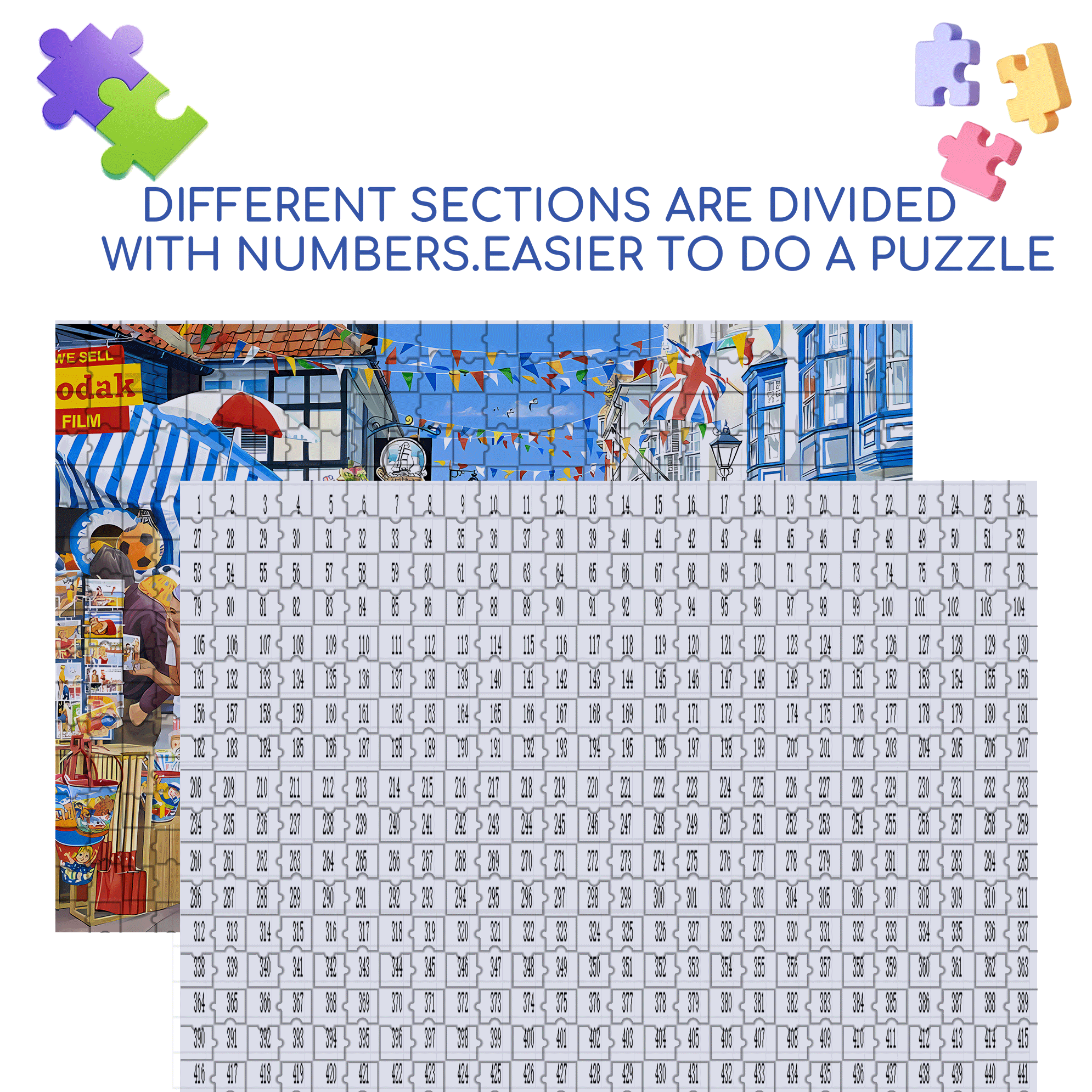 Seaside Highstreet Seaside 500pcs/1000pcs Jigsaw Puzzle, Scratch-Resistant, Interactive Family Game & Brain-Boosting DIY Decor, Perfect for Halloween, Christmas & New Year Gifts, Family Puzzle Game