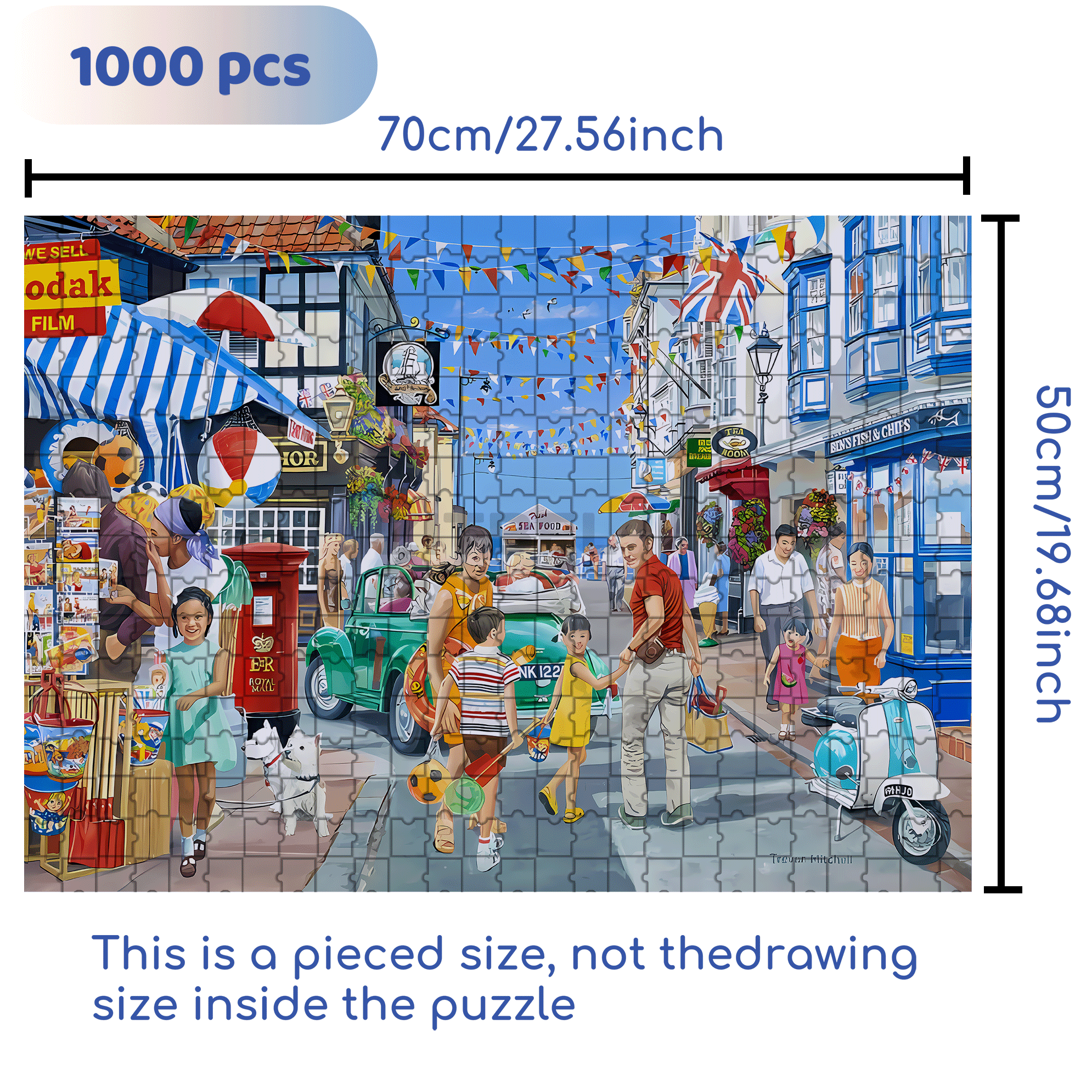 Seaside Highstreet Seaside 500pcs/1000pcs Jigsaw Puzzle, Scratch-Resistant, Interactive Family Game & Brain-Boosting DIY Decor, Perfect for Halloween, Christmas & New Year Gifts, Family Puzzle Game