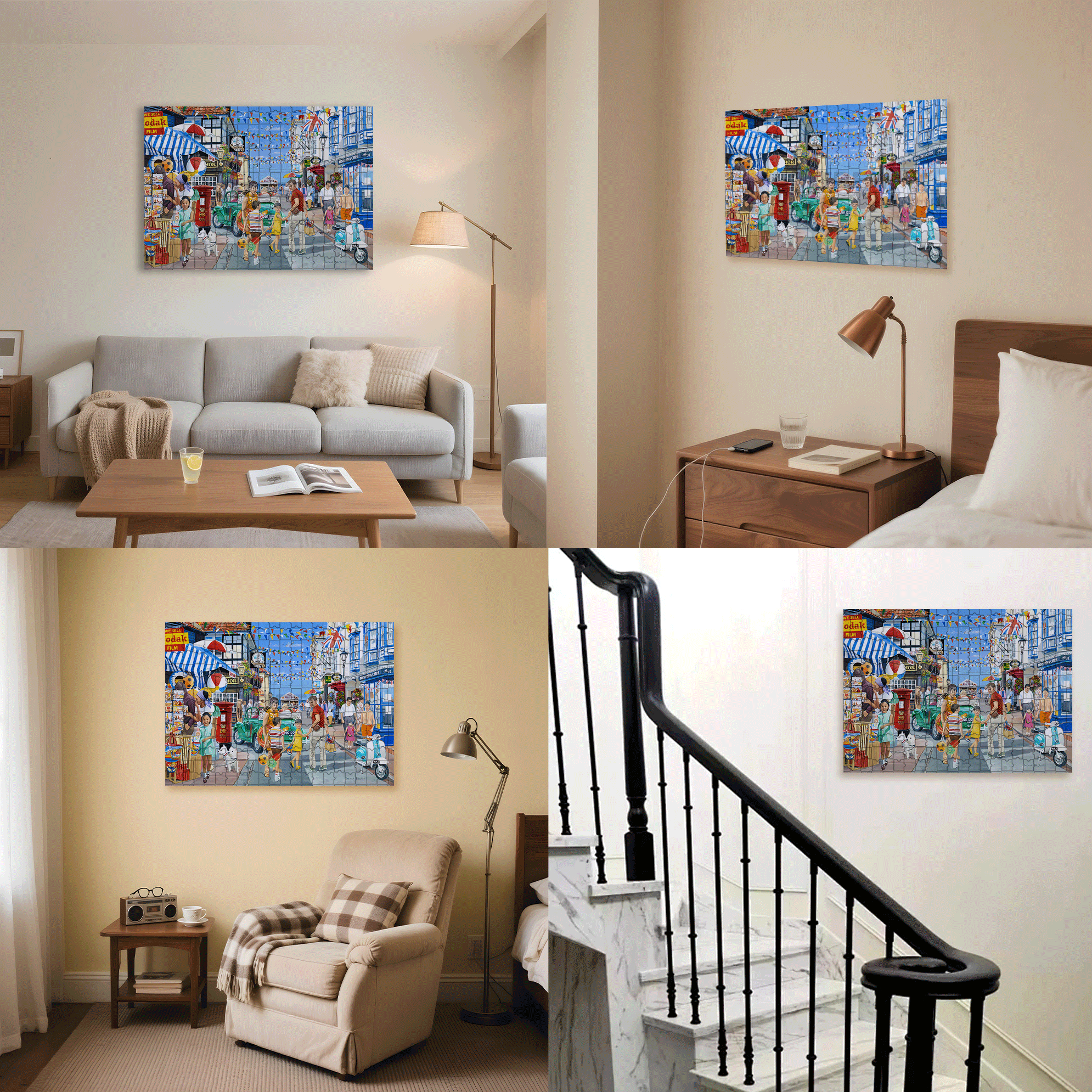 Seaside Highstreet Seaside 500pcs/1000pcs Jigsaw Puzzle, Scratch-Resistant, Interactive Family Game & Brain-Boosting DIY Decor, Perfect for Halloween, Christmas & New Year Gifts, Family Puzzle Game