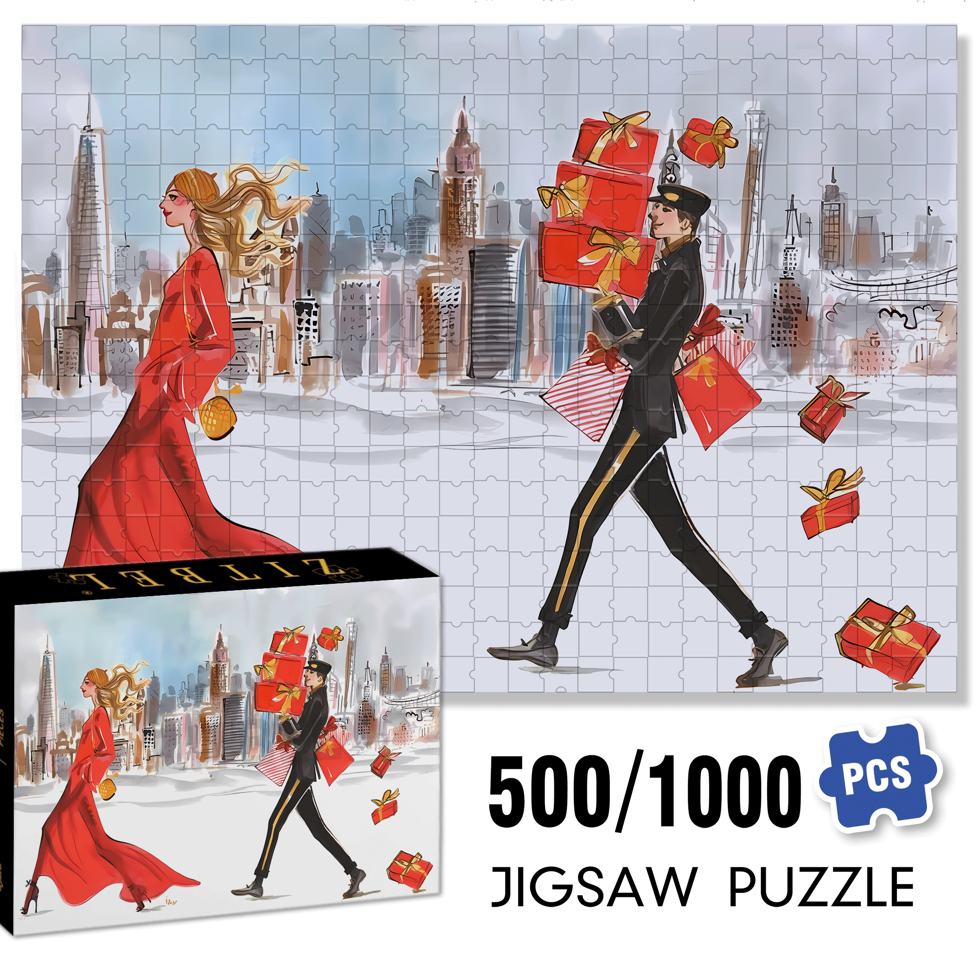 Shopping Concierge 500pcs/1000pcs Jigsaw Puzzle, Scratch-Resistant, Interactive Family Game & Brain-Boosting DIY Decor, Perfect for Halloween, Christmas & New Year Gifts, Family Puzzle Game