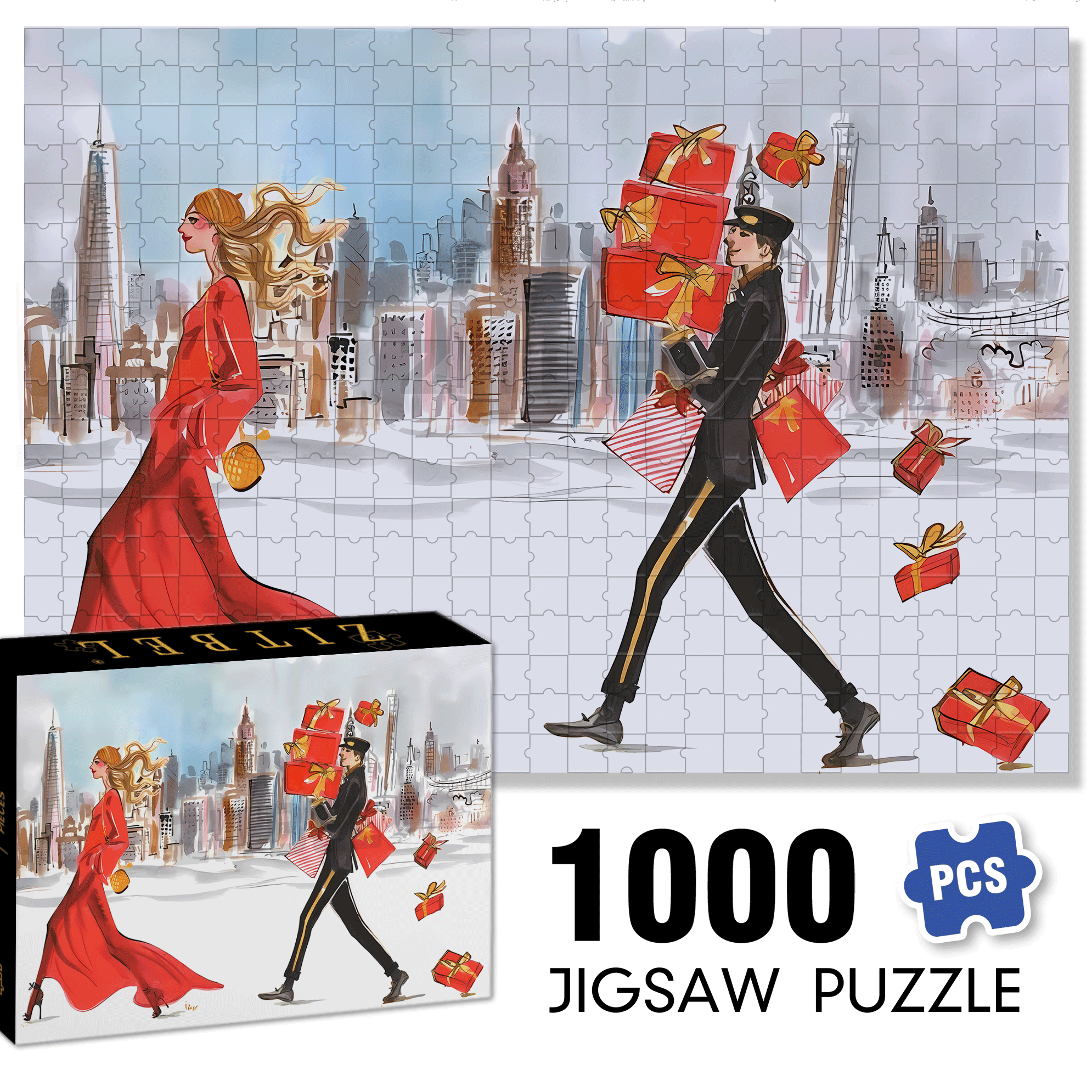 Shopping Concierge 500pcs/1000pcs Jigsaw Puzzle, Scratch-Resistant, Interactive Family Game & Brain-Boosting DIY Decor, Perfect for Halloween, Christmas & New Year Gifts, Family Puzzle Game