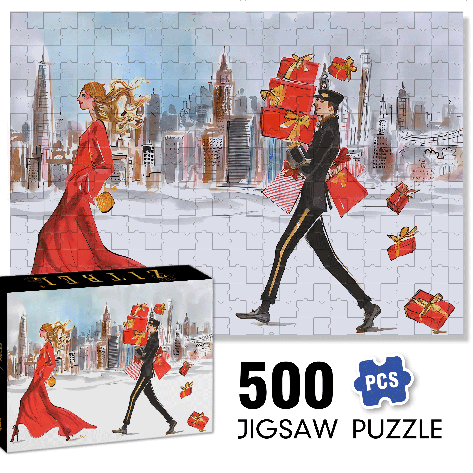 Shopping Concierge 500pcs/1000pcs Jigsaw Puzzle, Scratch-Resistant, Interactive Family Game & Brain-Boosting DIY Decor, Perfect for Halloween, Christmas & New Year Gifts, Family Puzzle Game