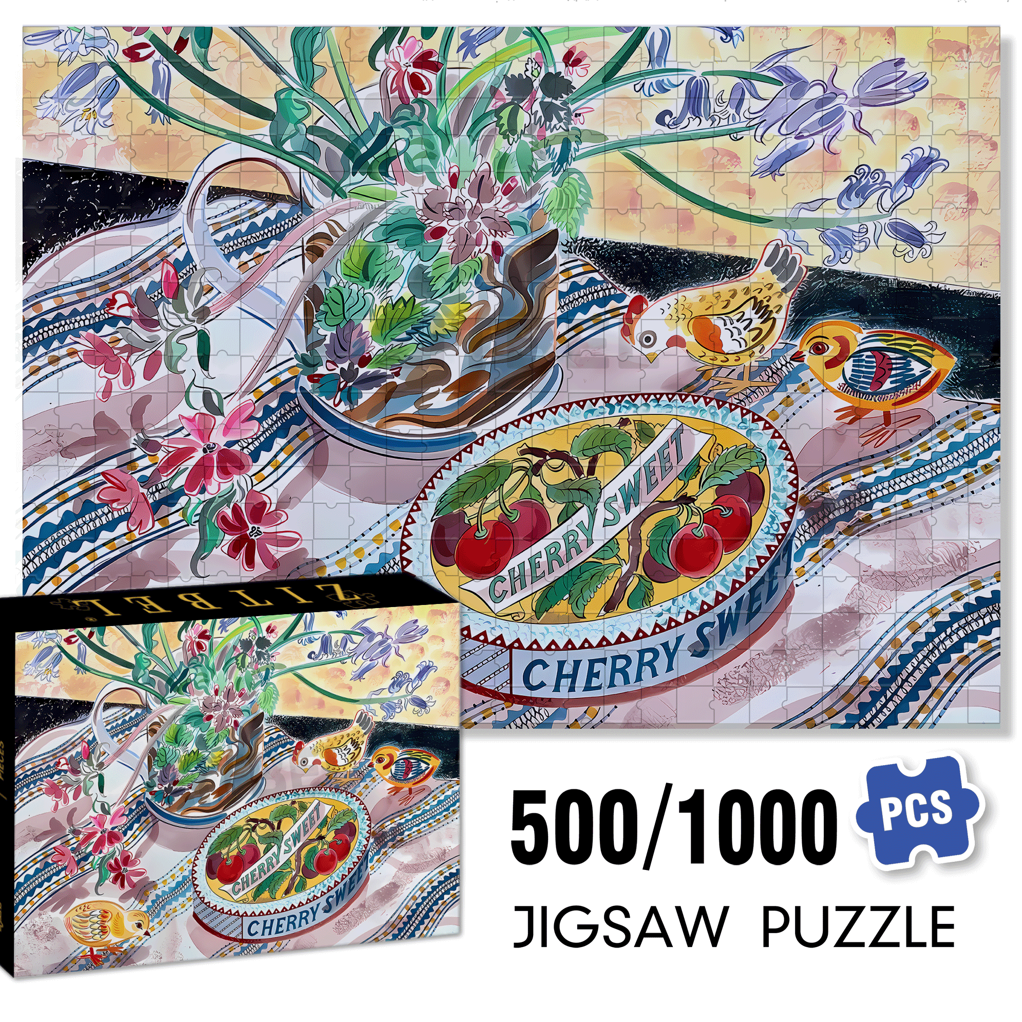 Still Life with Toy Chicks 500pcs/1000pcs Jigsaw Puzzle, Scratch-Resistant, Interactive Family Game & Brain-Boosting DIY Decor, Perfect for Halloween, Christmas & New Year Gifts, Family Puzzle Game