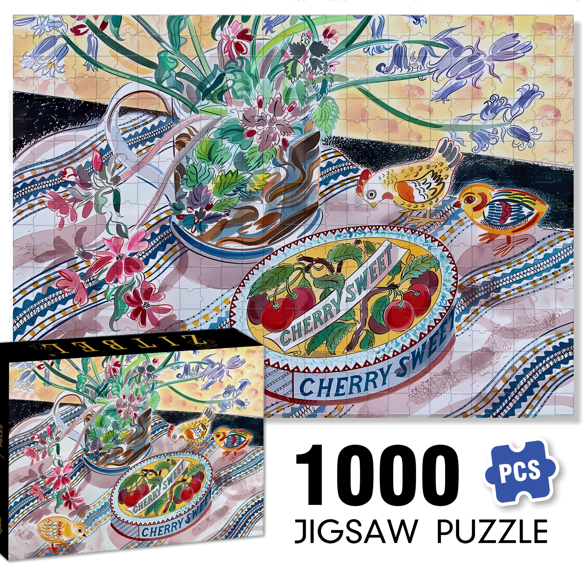Still Life with Toy Chicks 500pcs/1000pcs Jigsaw Puzzle, Scratch-Resistant, Interactive Family Game & Brain-Boosting DIY Decor, Perfect for Halloween, Christmas & New Year Gifts, Family Puzzle Game