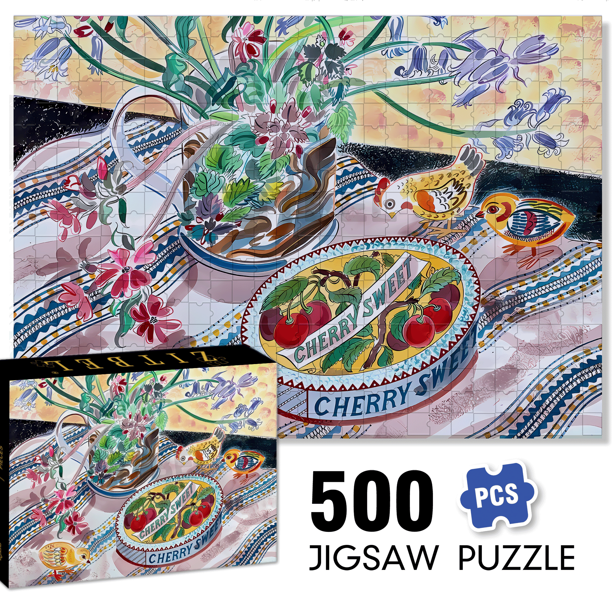 Still Life with Toy Chicks 500pcs/1000pcs Jigsaw Puzzle, Scratch-Resistant, Interactive Family Game & Brain-Boosting DIY Decor, Perfect for Halloween, Christmas & New Year Gifts, Family Puzzle Game