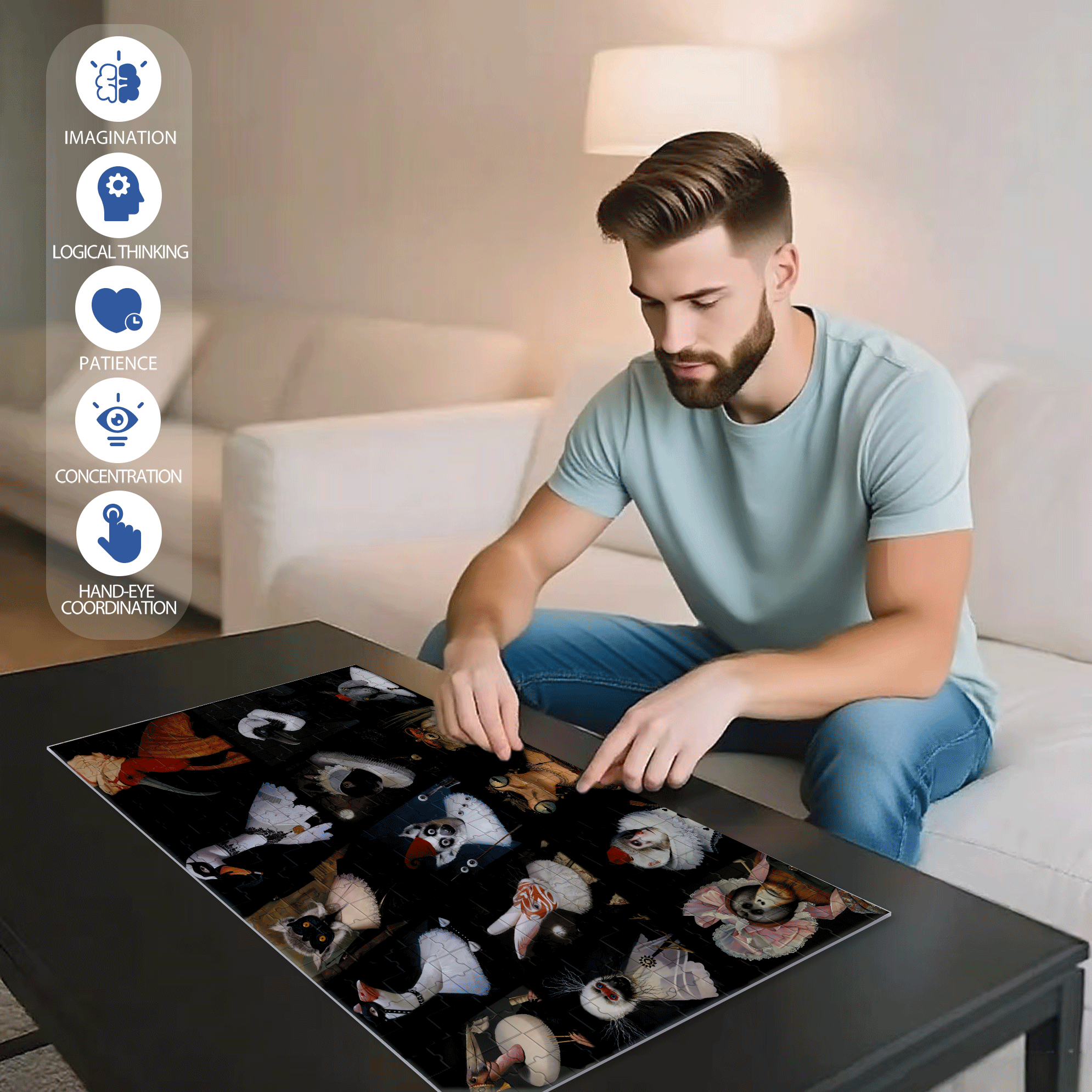 Strange Dreams 500pcs/1000pcs Jigsaw Puzzle, Scratch-Resistant, Interactive Family Game & Brain-Boosting DIY Decor, Perfect for Halloween, Christmas & New Year Gifts, Family Puzzle Game