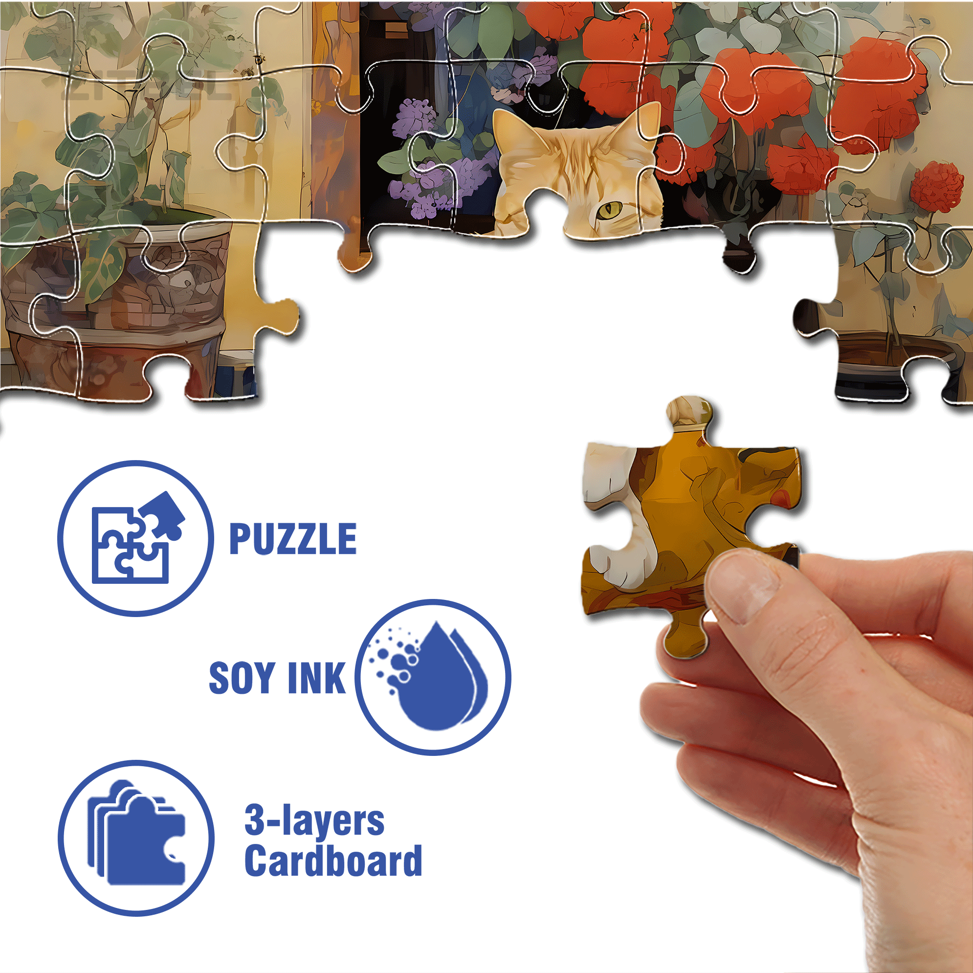 The Cat's Favorite Bed 500pcs/1000pcs Jigsaw Puzzle, Scratch-Resistant, Interactive Family Game & Brain-Boosting DIY Decor, Perfect for Halloween, Christmas & New Year Gifts, Family Puzzle Game