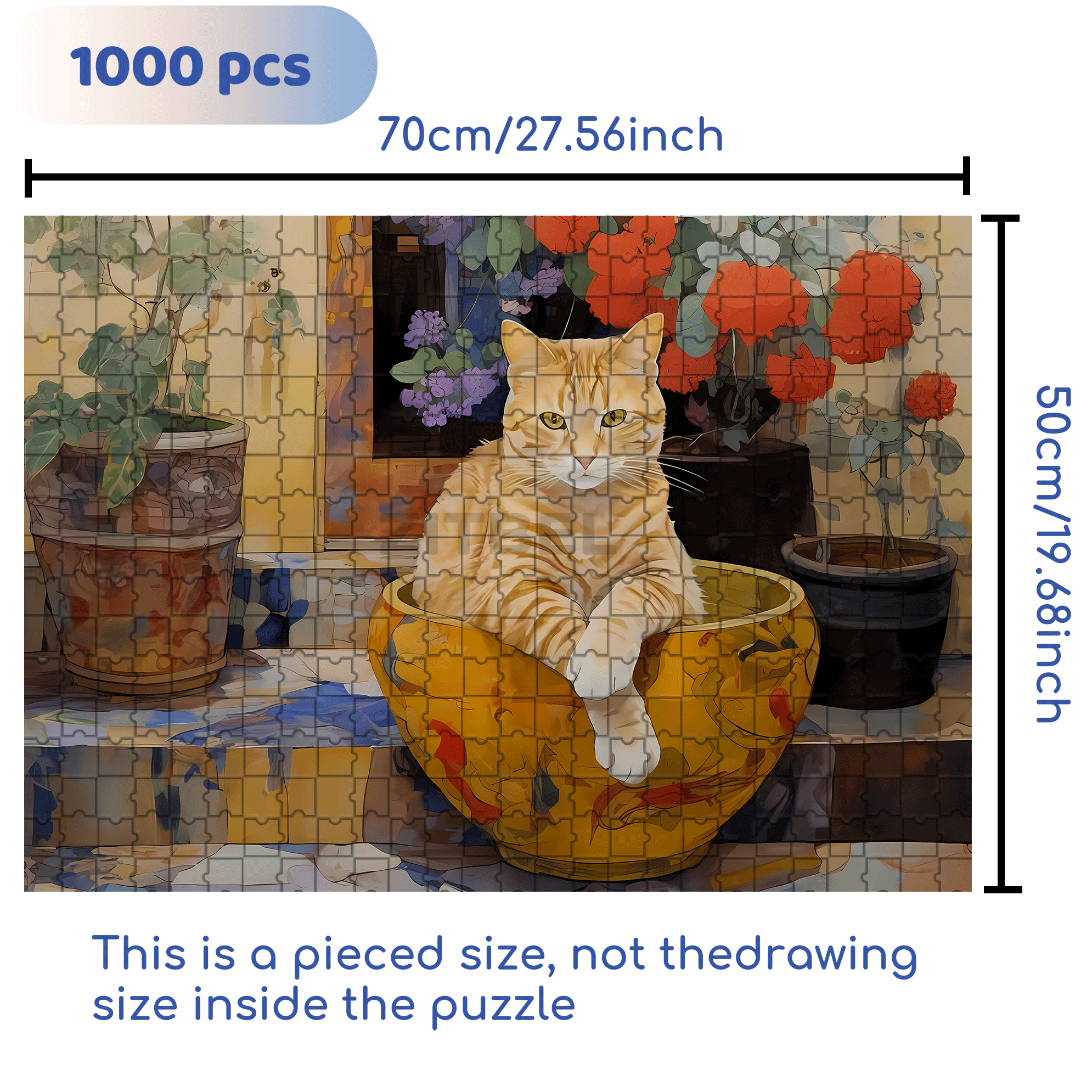 The Cat's Favorite Bed 500pcs/1000pcs Jigsaw Puzzle, Scratch-Resistant, Interactive Family Game & Brain-Boosting DIY Decor, Perfect for Halloween, Christmas & New Year Gifts, Family Puzzle Game