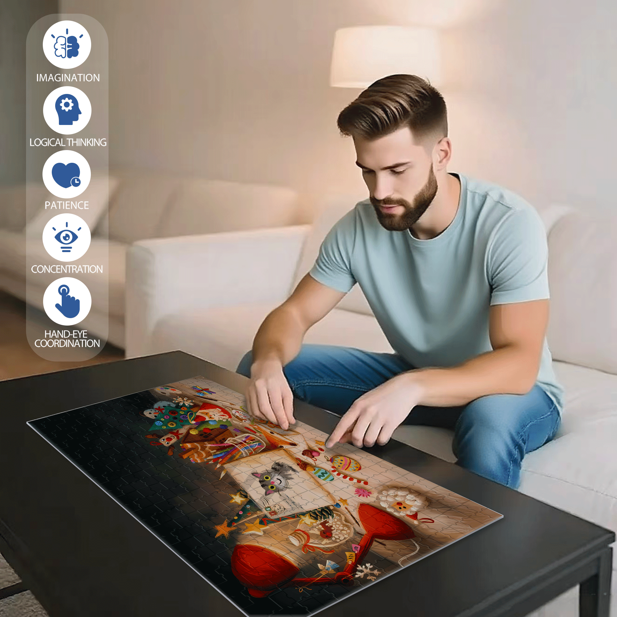 The Most Precious Thing 500pcs/1000pcs Jigsaw Puzzle, Scratch-Resistant, Interactive Family Game & Brain-Boosting DIY Decor, Perfect for Halloween, Christmas & New Year Gifts, Family Puzzle Game