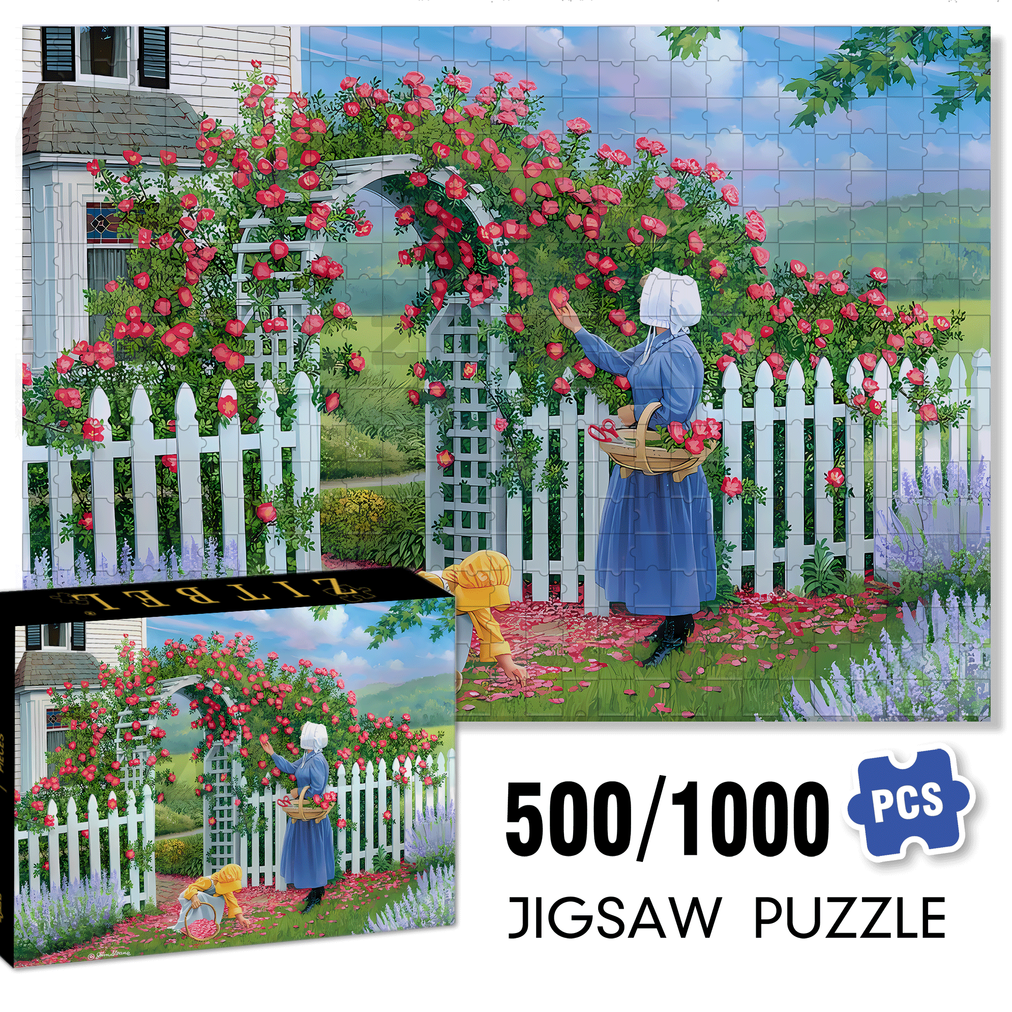 The Rose Arbor 500pcs/1000pcs Jigsaw Puzzle, Scratch-Resistant, Interactive Family Game & Brain-Boosting DIY Decor, Perfect for Halloween, Christmas & New Year Gifts, Family Puzzle Game