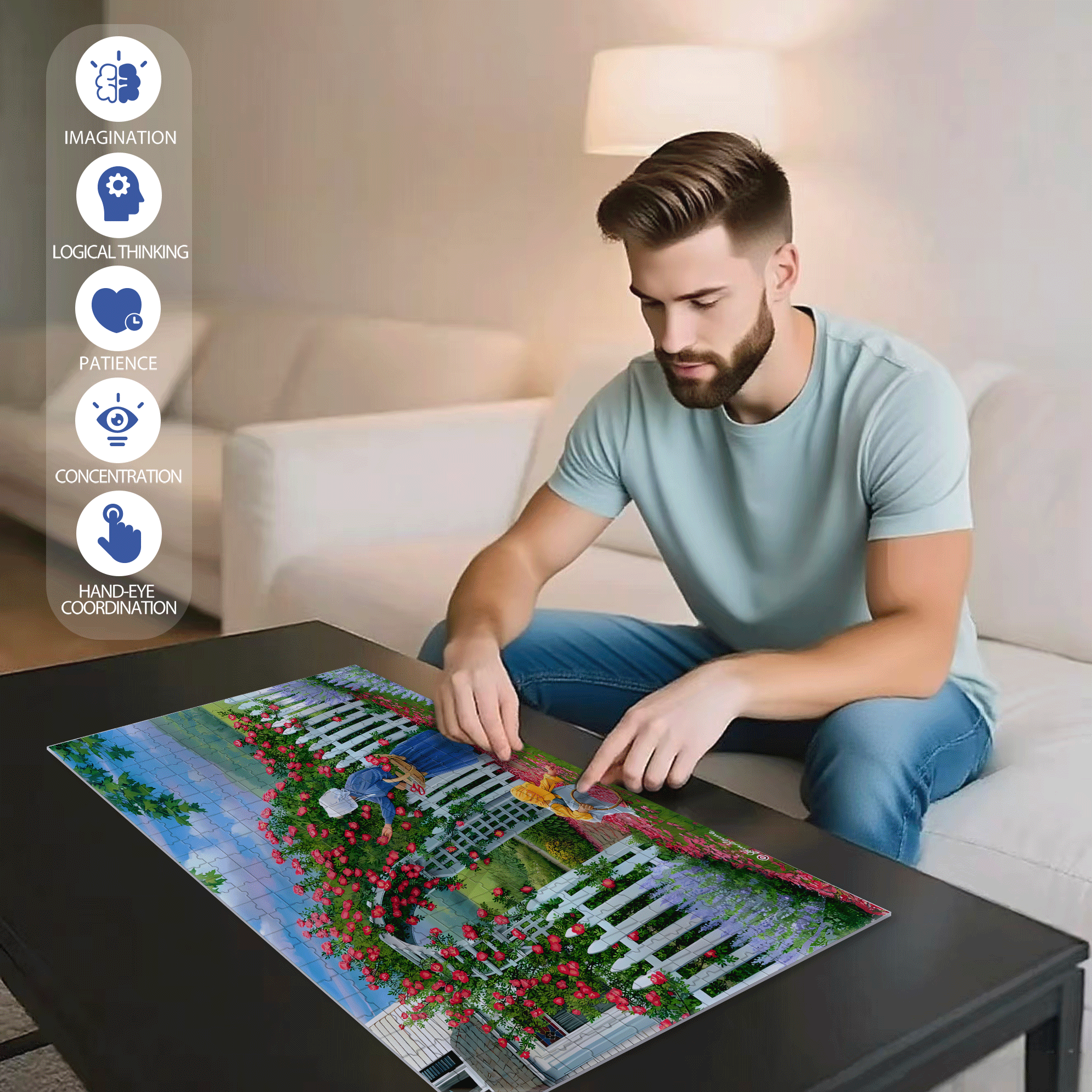 The Rose Arbor 500pcs/1000pcs Jigsaw Puzzle, Scratch-Resistant, Interactive Family Game & Brain-Boosting DIY Decor, Perfect for Halloween, Christmas & New Year Gifts, Family Puzzle Game
