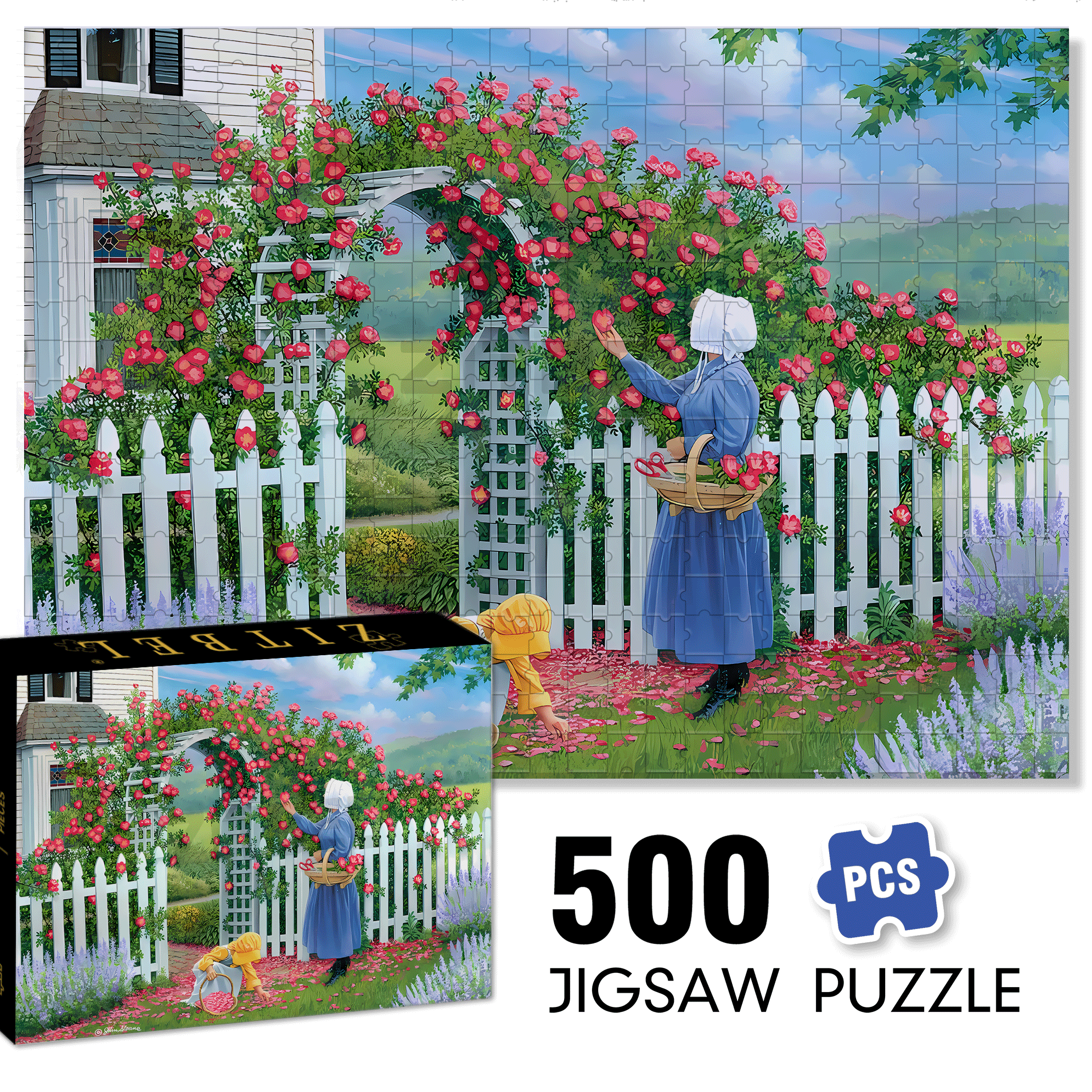 The Rose Arbor 500pcs/1000pcs Jigsaw Puzzle, Scratch-Resistant, Interactive Family Game & Brain-Boosting DIY Decor, Perfect for Halloween, Christmas & New Year Gifts, Family Puzzle Game