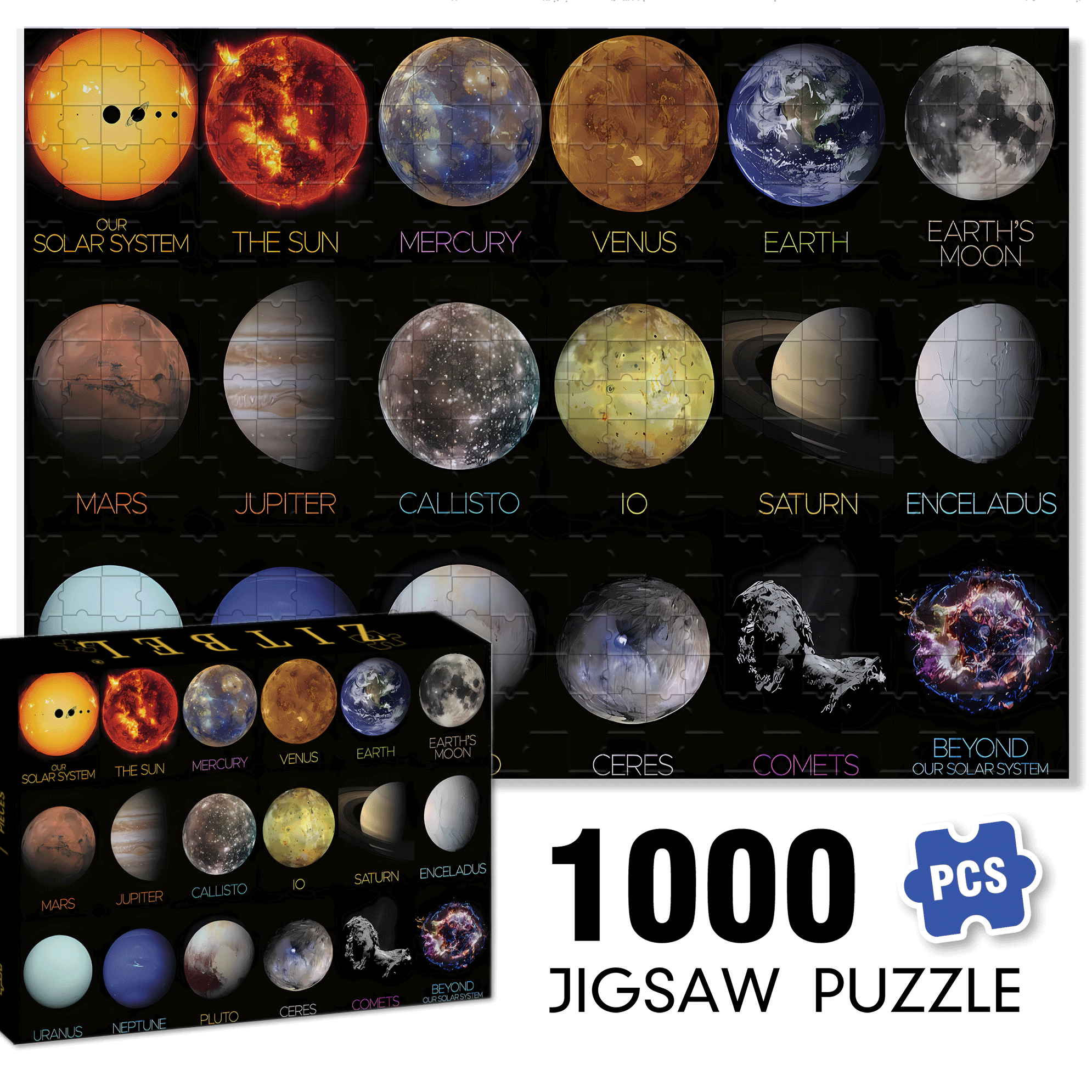 The Solar System 500pcs/1000pcs Jigsaw Puzzle, Scratch-Resistant, Interactive Family Game & Brain-Boosting DIY Decor, Perfect for Halloween, Christmas & New Year Gifts, Family Puzzle Game
