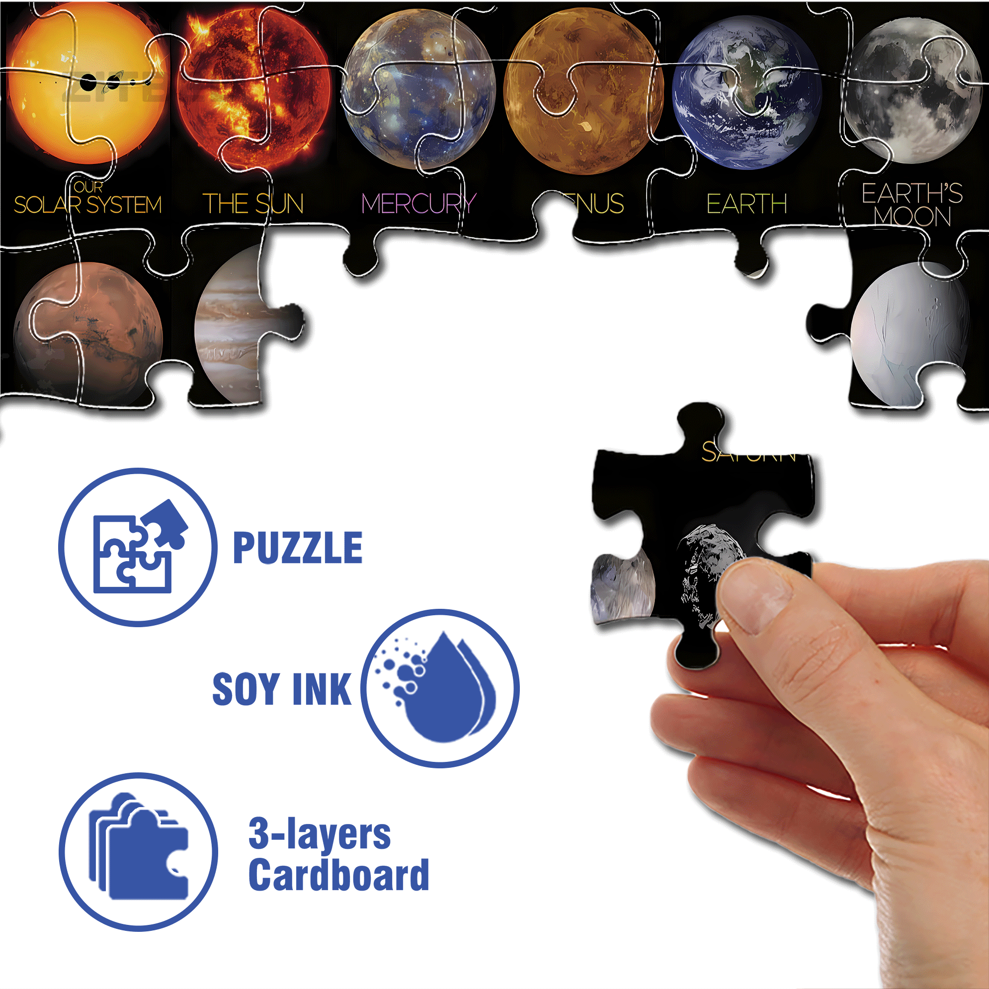 The Solar System 500pcs/1000pcs Jigsaw Puzzle, Scratch-Resistant, Interactive Family Game & Brain-Boosting DIY Decor, Perfect for Halloween, Christmas & New Year Gifts, Family Puzzle Game