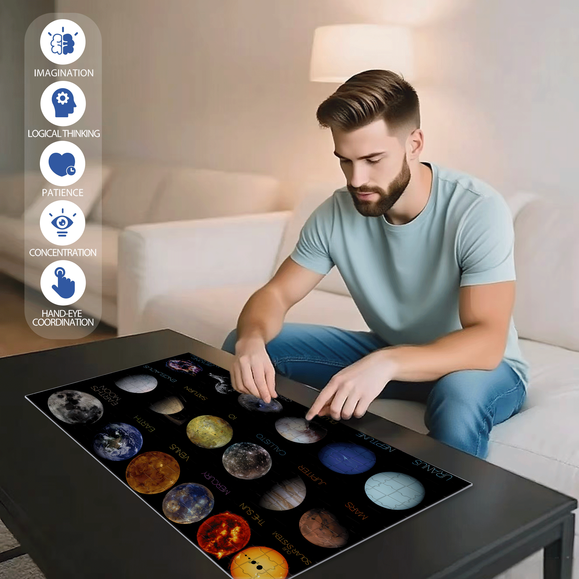 The Solar System 500pcs/1000pcs Jigsaw Puzzle, Scratch-Resistant, Interactive Family Game & Brain-Boosting DIY Decor, Perfect for Halloween, Christmas & New Year Gifts, Family Puzzle Game