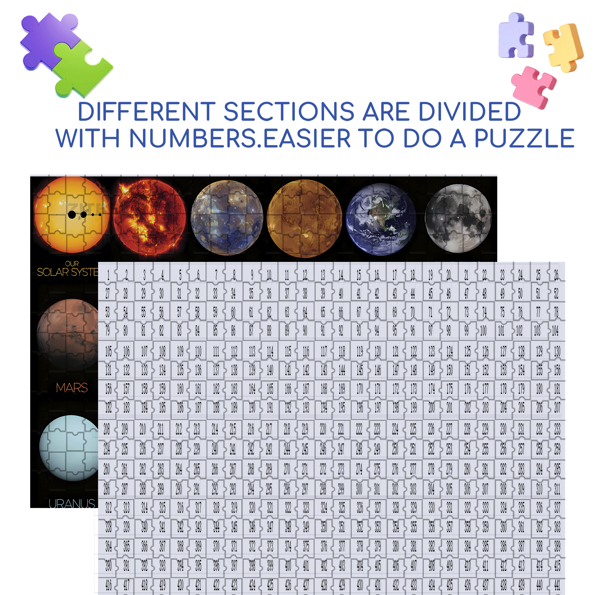 The Solar System 500pcs/1000pcs Jigsaw Puzzle, Scratch-Resistant, Interactive Family Game & Brain-Boosting DIY Decor, Perfect for Halloween, Christmas & New Year Gifts, Family Puzzle Game
