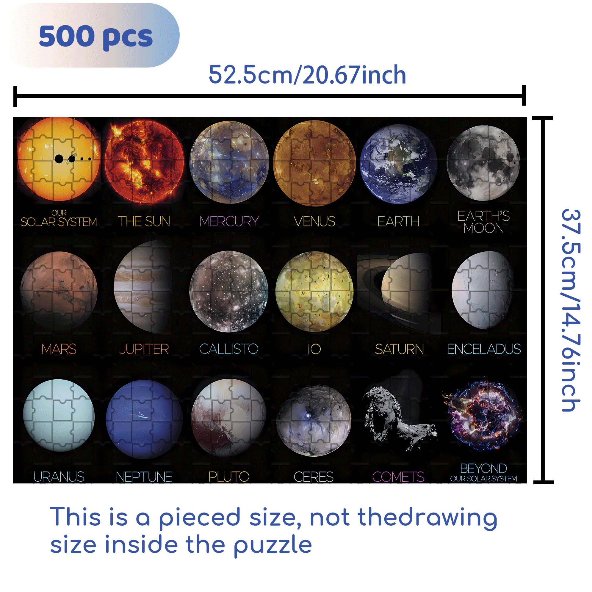 The Solar System 500pcs/1000pcs Jigsaw Puzzle, Scratch-Resistant, Interactive Family Game & Brain-Boosting DIY Decor, Perfect for Halloween, Christmas & New Year Gifts, Family Puzzle Game