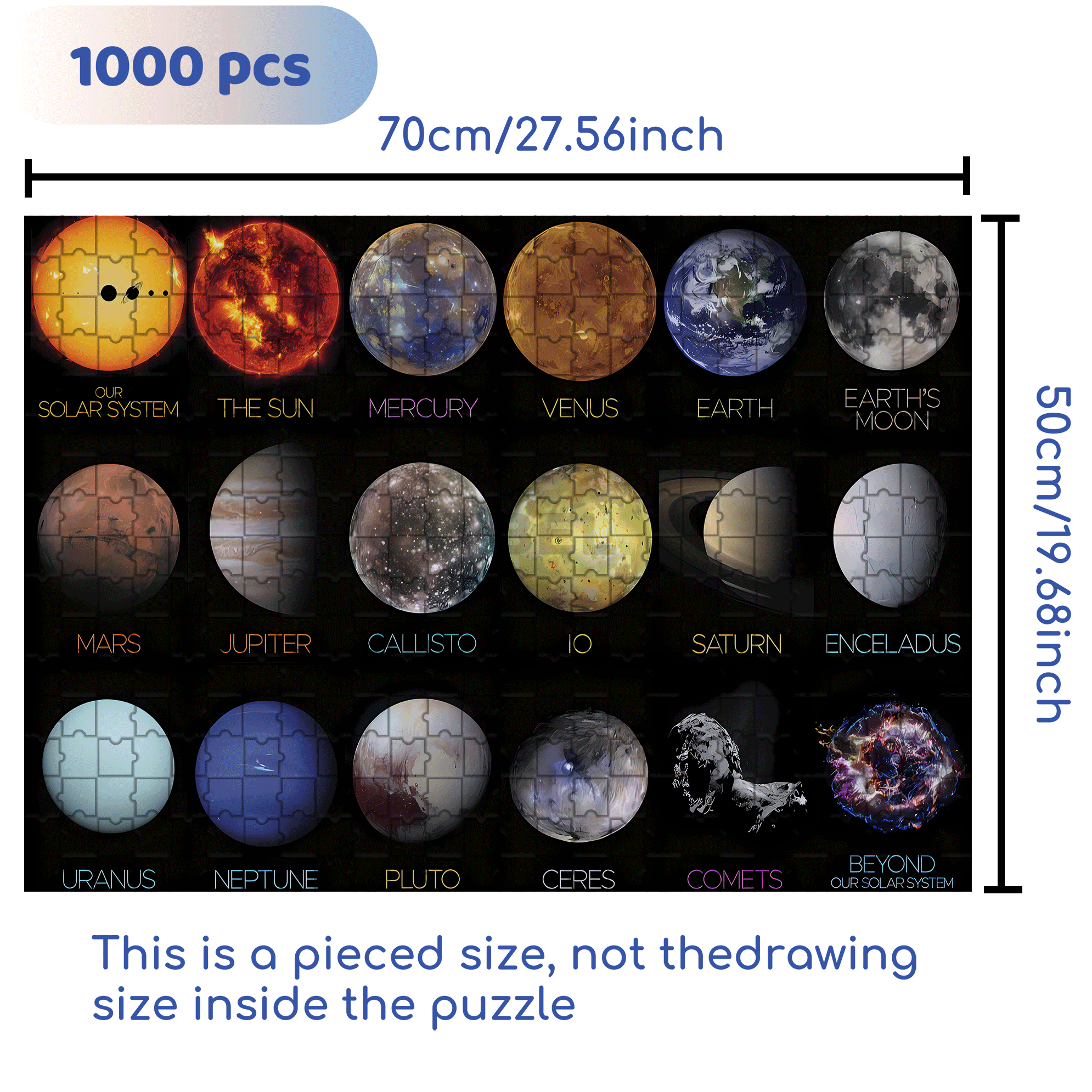 The Solar System 500pcs/1000pcs Jigsaw Puzzle, Scratch-Resistant, Interactive Family Game & Brain-Boosting DIY Decor, Perfect for Halloween, Christmas & New Year Gifts, Family Puzzle Game