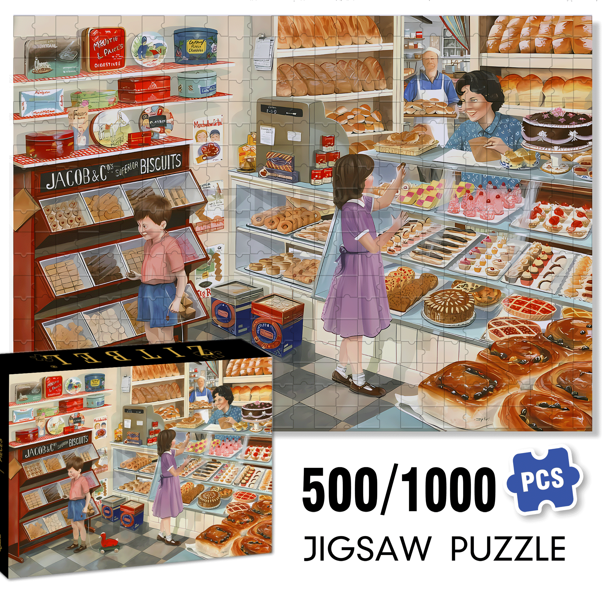 Two Penny Treats 500pcs/1000pcs Jigsaw Puzzle, Scratch-Resistant, Interactive Family Game & Brain-Boosting DIY Decor, Perfect for Halloween, Christmas & New Year Gifts, Family Puzzle Game