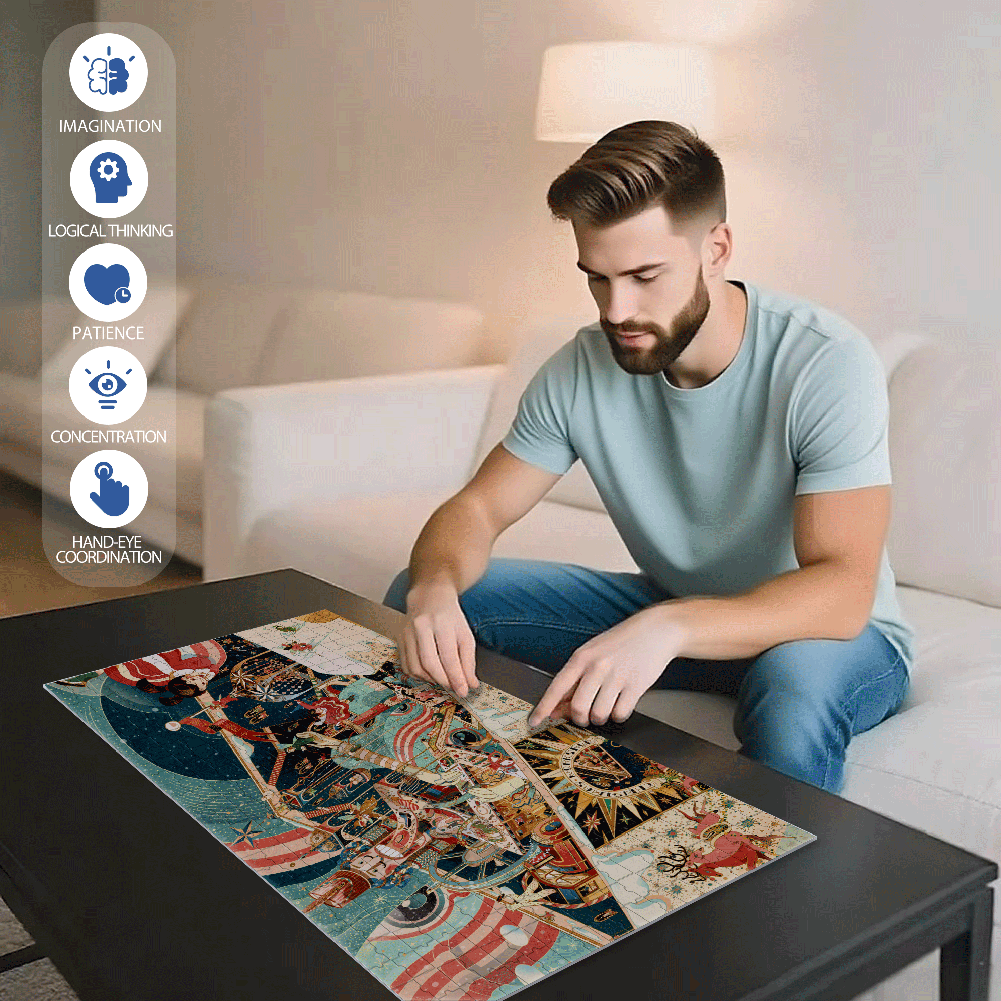 Unboxing Christmas 500pcs/1000pcs Jigsaw Puzzle, Scratch-Resistant, Interactive Family Game & Brain-Boosting DIY Decor, Perfect for Halloween, Christmas & New Year Gifts, Family Puzzle Game