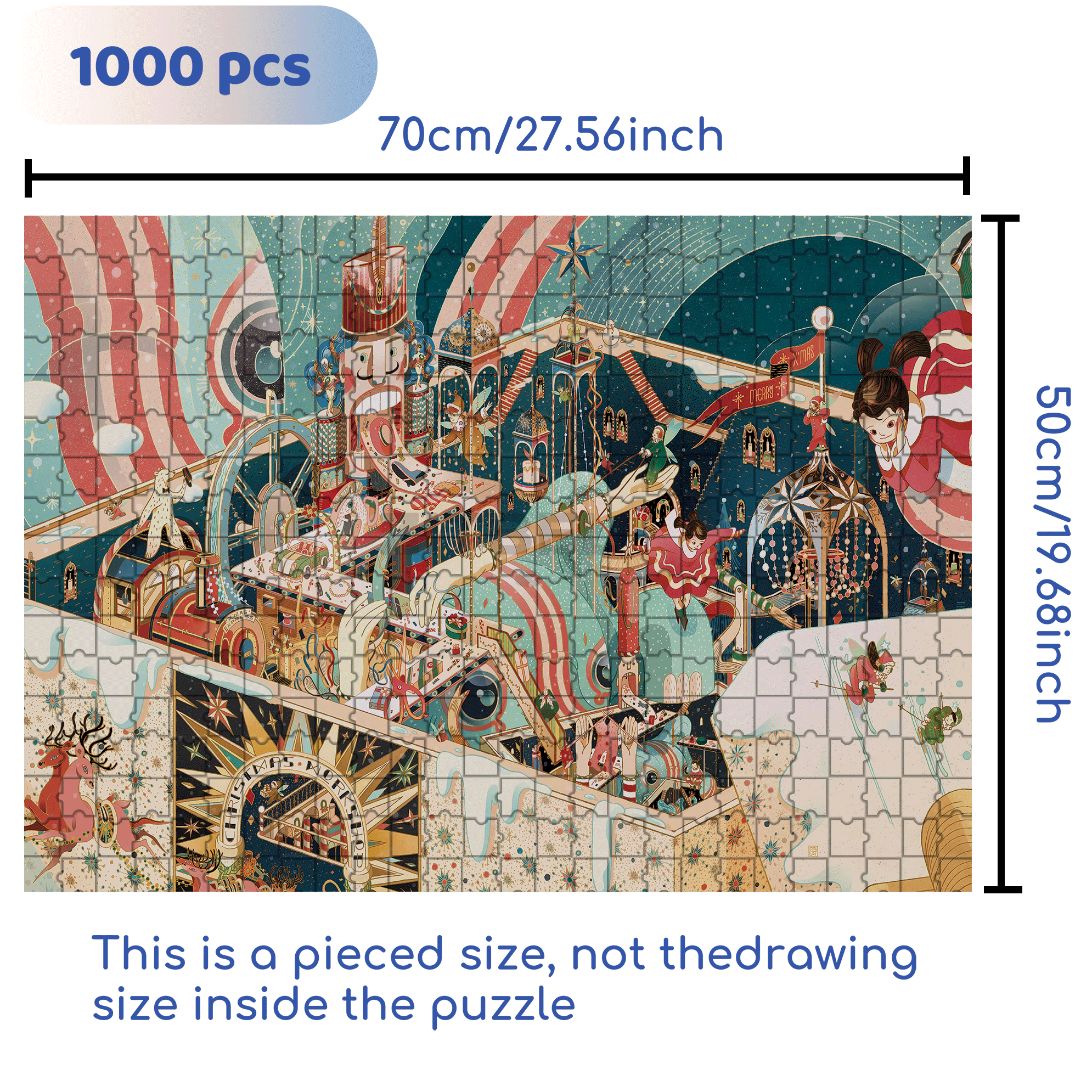Unboxing Christmas 500pcs/1000pcs Jigsaw Puzzle, Scratch-Resistant, Interactive Family Game & Brain-Boosting DIY Decor, Perfect for Halloween, Christmas & New Year Gifts, Family Puzzle Game