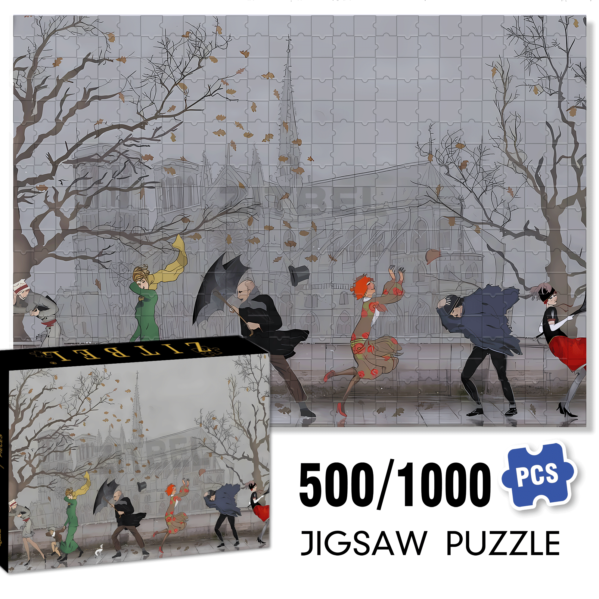 Windward 500pcs/1000pcs Jigsaw Puzzle, Scratch-Resistant, Interactive Family Game & Brain-Boosting DIY Decor, Perfect for Halloween, Christmas & New Year Gifts, Family Puzzle Game