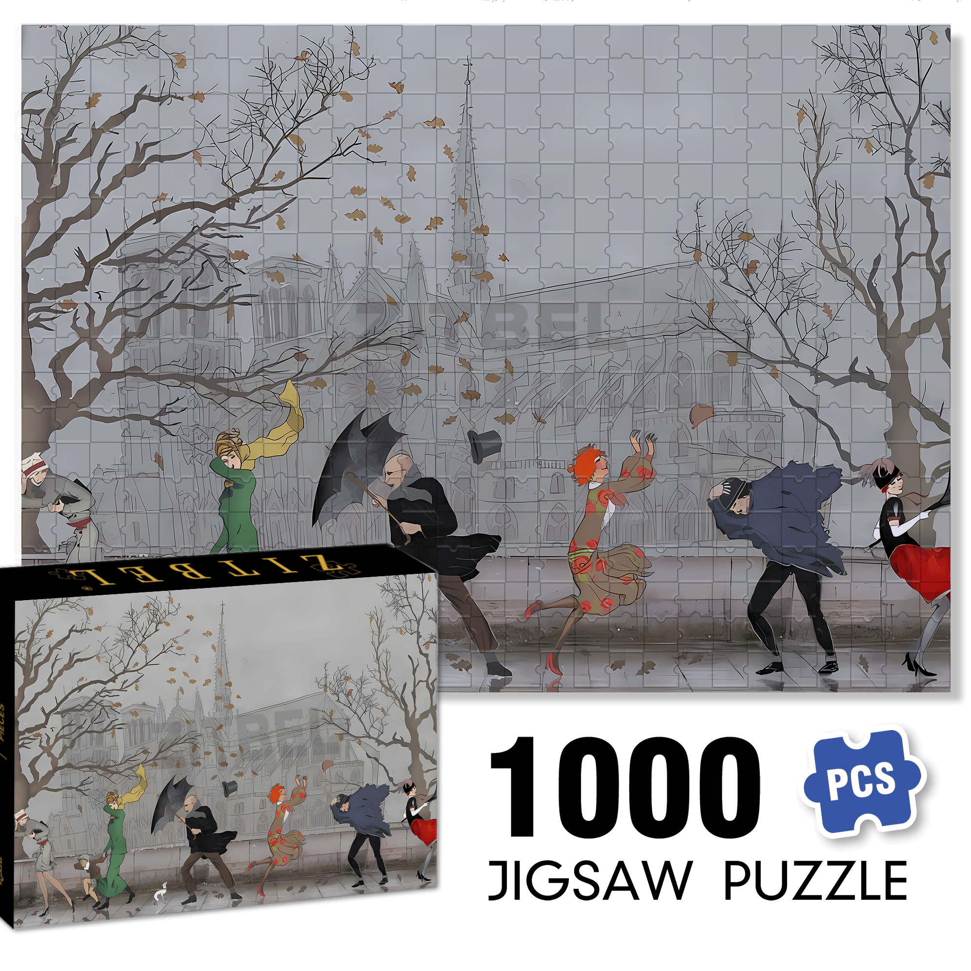Windward 500pcs/1000pcs Jigsaw Puzzle, Scratch-Resistant, Interactive Family Game & Brain-Boosting DIY Decor, Perfect for Halloween, Christmas & New Year Gifts, Family Puzzle Game