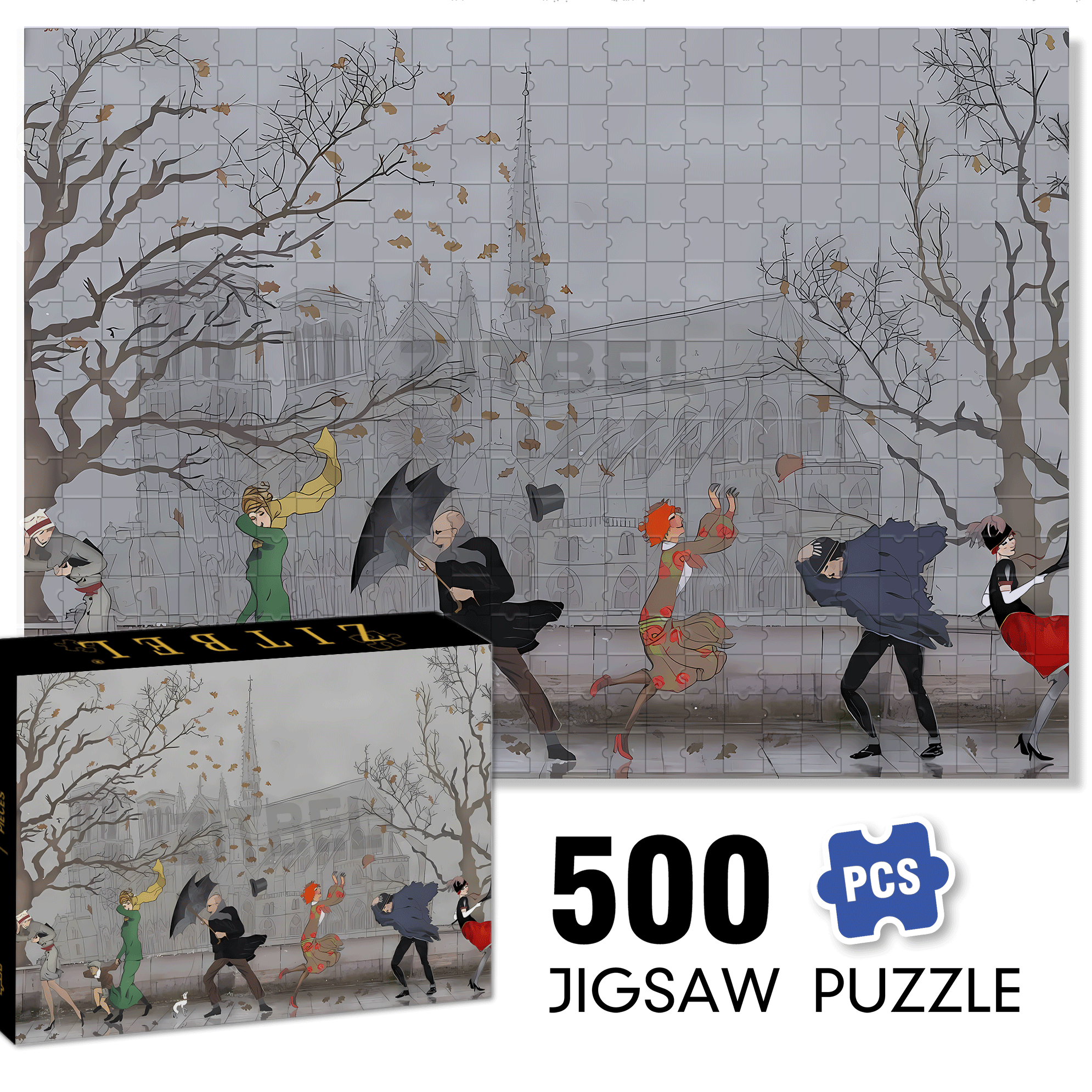 Windward 500pcs/1000pcs Jigsaw Puzzle, Scratch-Resistant, Interactive Family Game & Brain-Boosting DIY Decor, Perfect for Halloween, Christmas & New Year Gifts, Family Puzzle Game