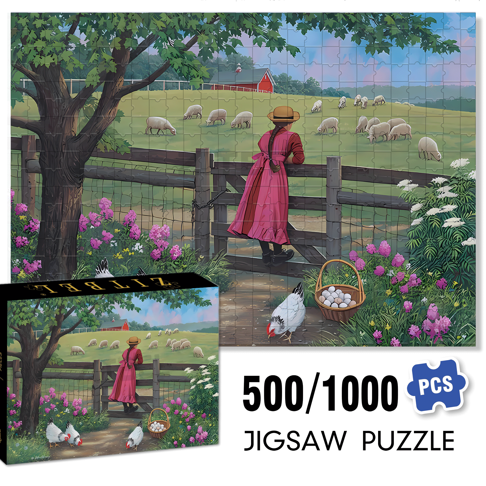 Wool Gathering 500pcs/1000pcs Jigsaw Puzzle, Scratch-Resistant, Interactive Family Game & Brain-Boosting DIY Decor, Perfect for Halloween, Christmas & New Year Gifts, Family Puzzle Game