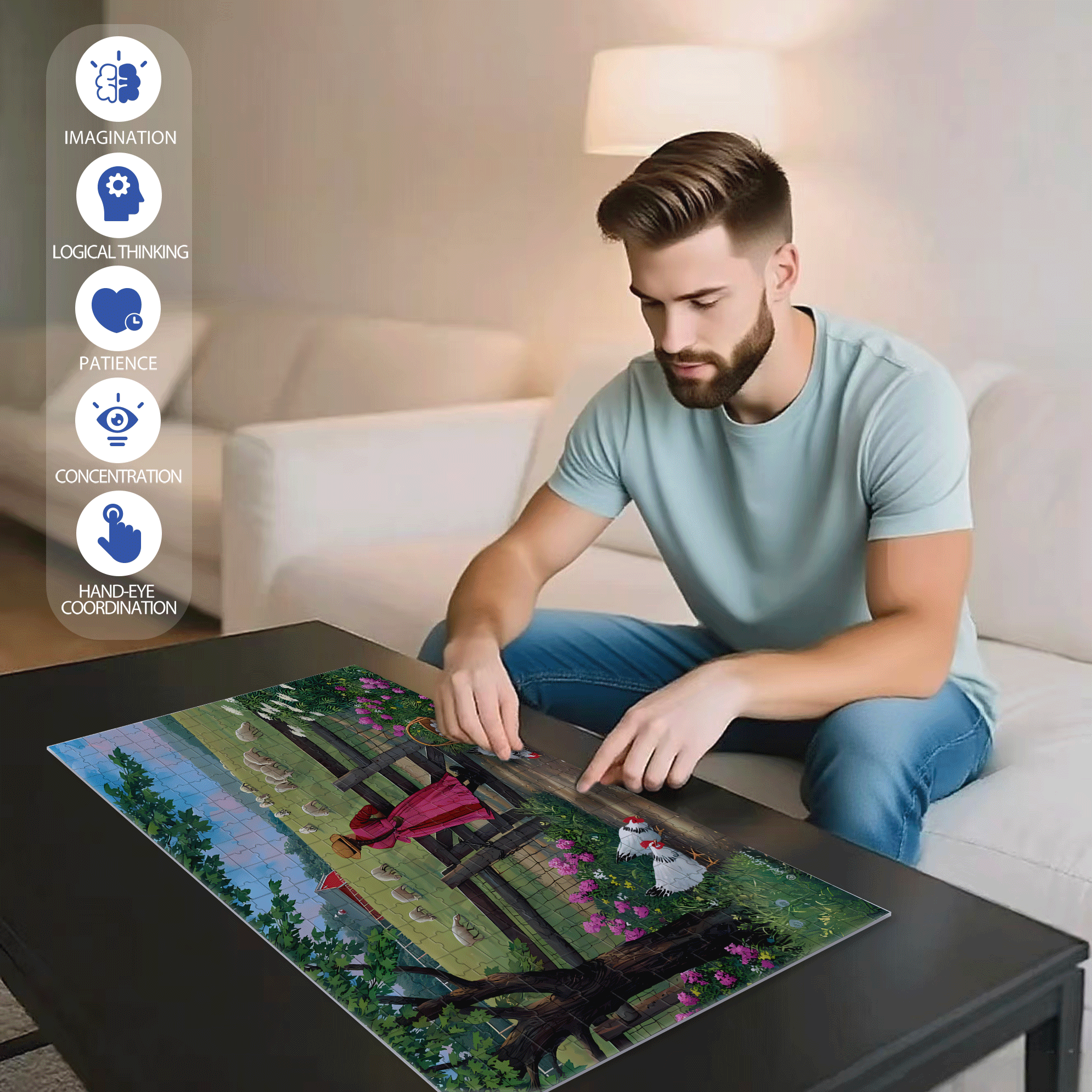 Wool Gathering 500pcs/1000pcs Jigsaw Puzzle, Scratch-Resistant, Interactive Family Game & Brain-Boosting DIY Decor, Perfect for Halloween, Christmas & New Year Gifts, Family Puzzle Game
