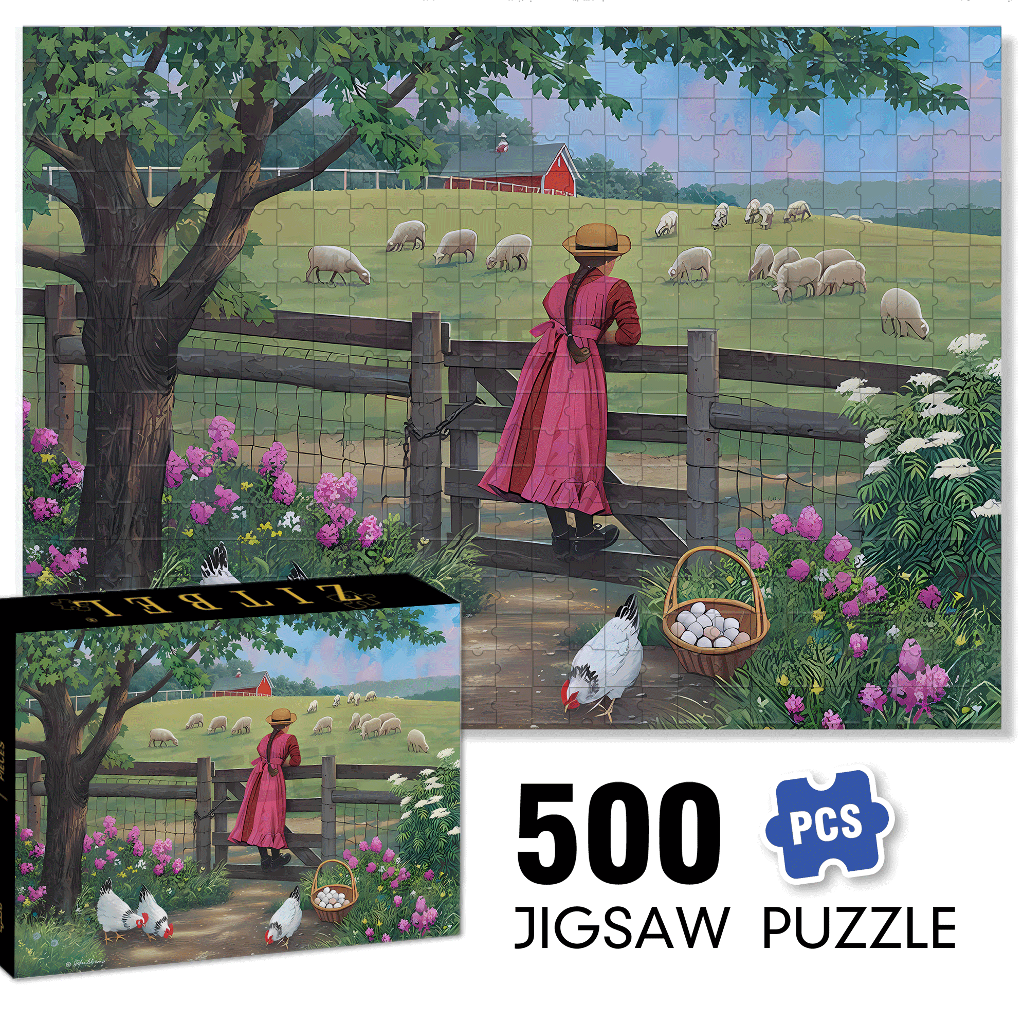 Wool Gathering 500pcs/1000pcs Jigsaw Puzzle, Scratch-Resistant, Interactive Family Game & Brain-Boosting DIY Decor, Perfect for Halloween, Christmas & New Year Gifts, Family Puzzle Game