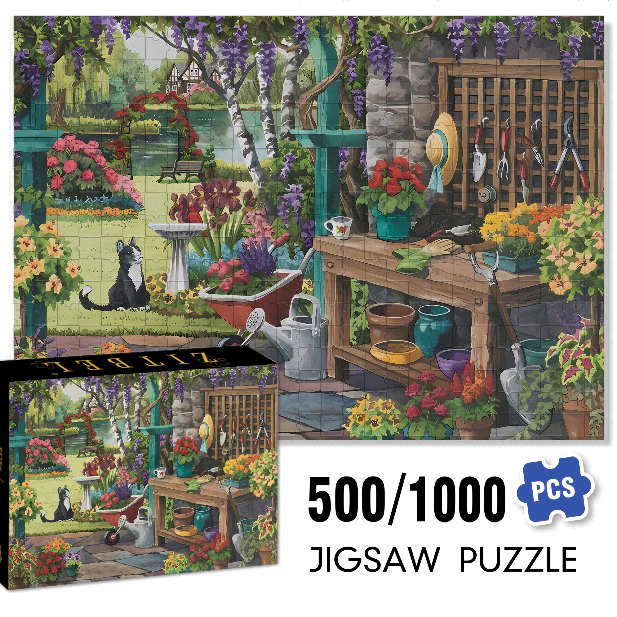Workbench 500pcs/1000pcs Jigsaw Puzzle, Scratch-Resistant, Interactive Family Game & Brain-Boosting DIY Decor, Perfect for Halloween, Christmas & New Year Gifts, Family Puzzle Game