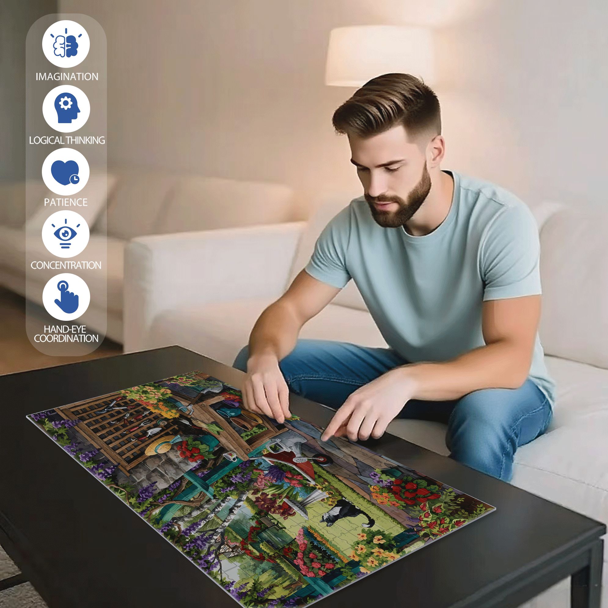 Workbench 500pcs/1000pcs Jigsaw Puzzle, Scratch-Resistant, Interactive Family Game & Brain-Boosting DIY Decor, Perfect for Halloween, Christmas & New Year Gifts, Family Puzzle Game