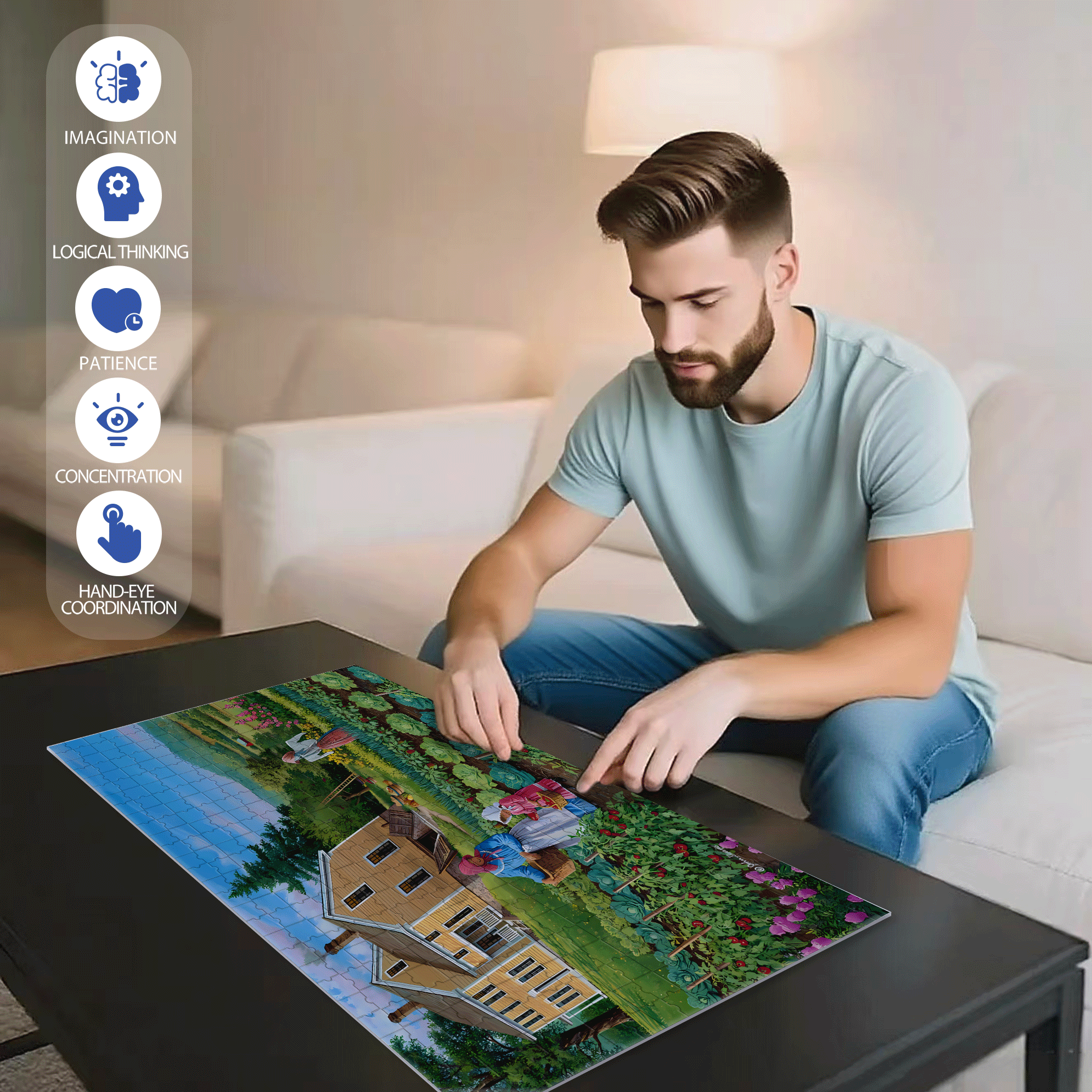 Worth the Work 500pcs/1000pcs Jigsaw Puzzle, Scratch-Resistant, Interactive Family Game & Brain-Boosting DIY Decor, Perfect for Halloween, Christmas & New Year Gifts, Family Puzzle Game