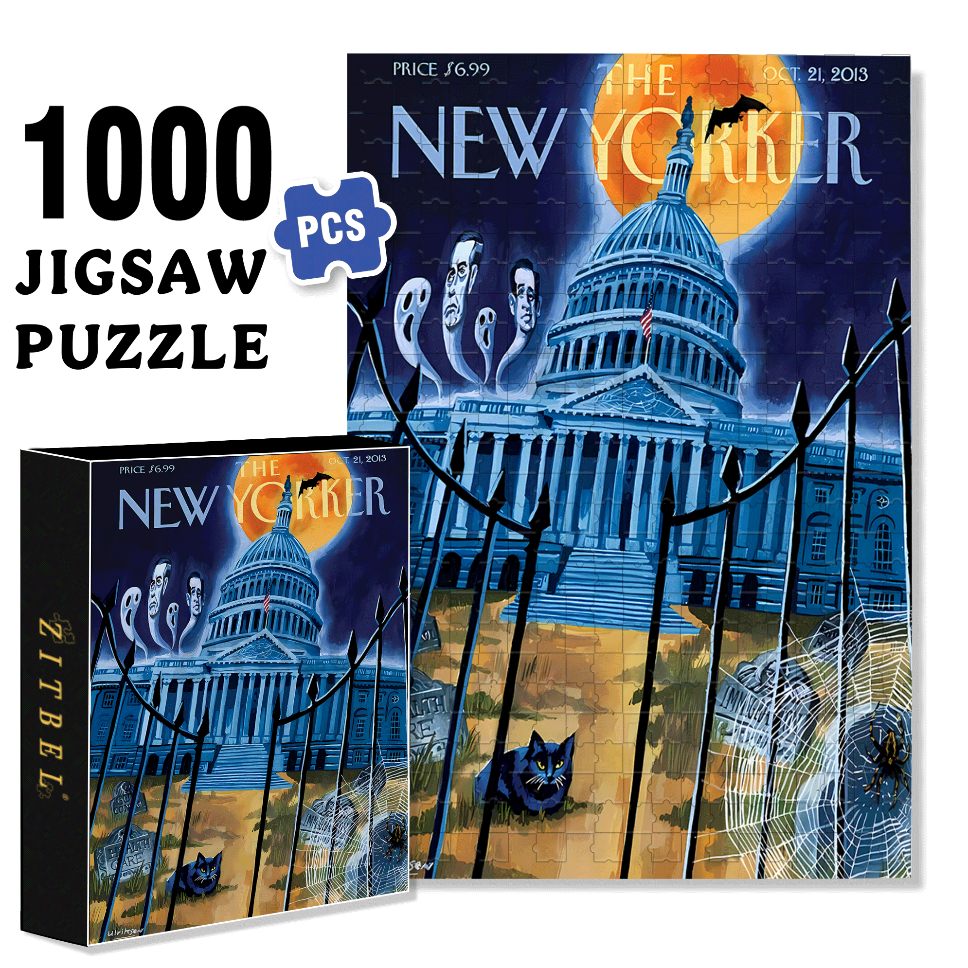 A Terrifying Night 500pcs/1000pcs Jigsaw Puzzle, Scratch-Resistant, Interactive Family Game & Brain-Boosting DIY Decor, Perfect for Halloween, Christmas & New Year Gifts, Family Puzzle Game