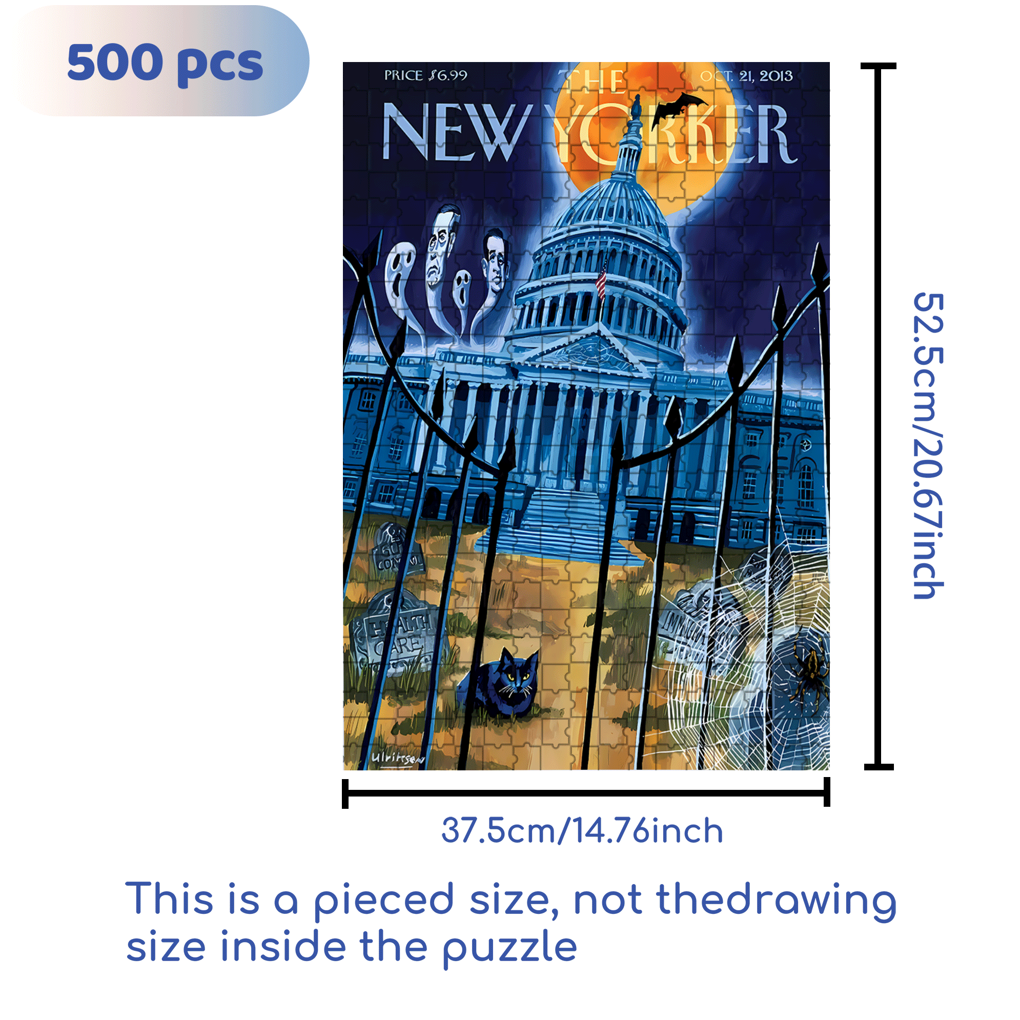 A Terrifying Night 500pcs/1000pcs Jigsaw Puzzle, Scratch-Resistant, Interactive Family Game & Brain-Boosting DIY Decor, Perfect for Halloween, Christmas & New Year Gifts, Family Puzzle Game
