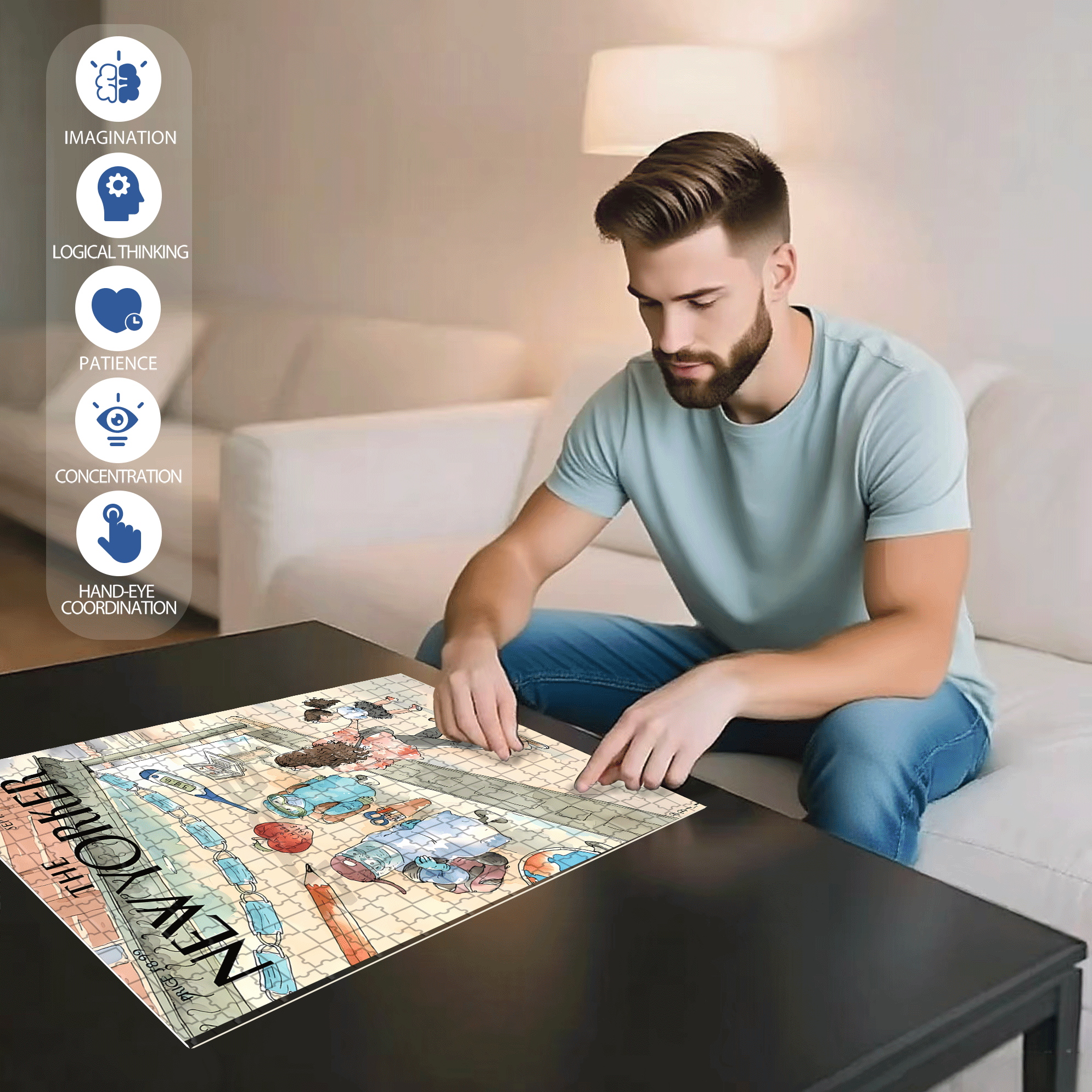 Back To School Sale 500pcs/1000pcs Jigsaw Puzzle, Scratch-Resistant, Interactive Family Game & Brain-Boosting DIY Decor, Perfect for Halloween, Christmas & New Year Gifts, Family Puzzle Game