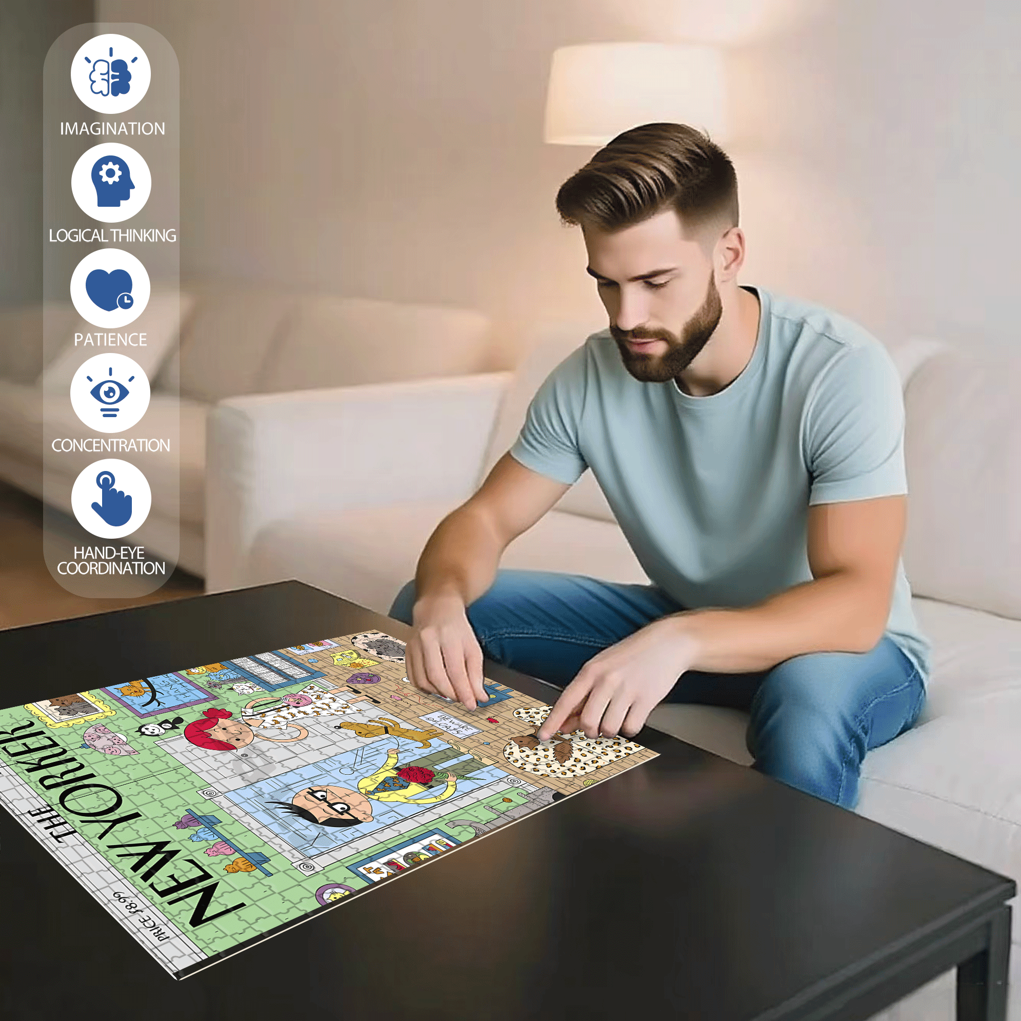 Beware Of Cats 500pcs/1000pcs Jigsaw Puzzle, Scratch-Resistant, Interactive Family Game & Brain-Boosting DIY Decor, Perfect for Halloween, Christmas & New Year Gifts, Family Puzzle Game