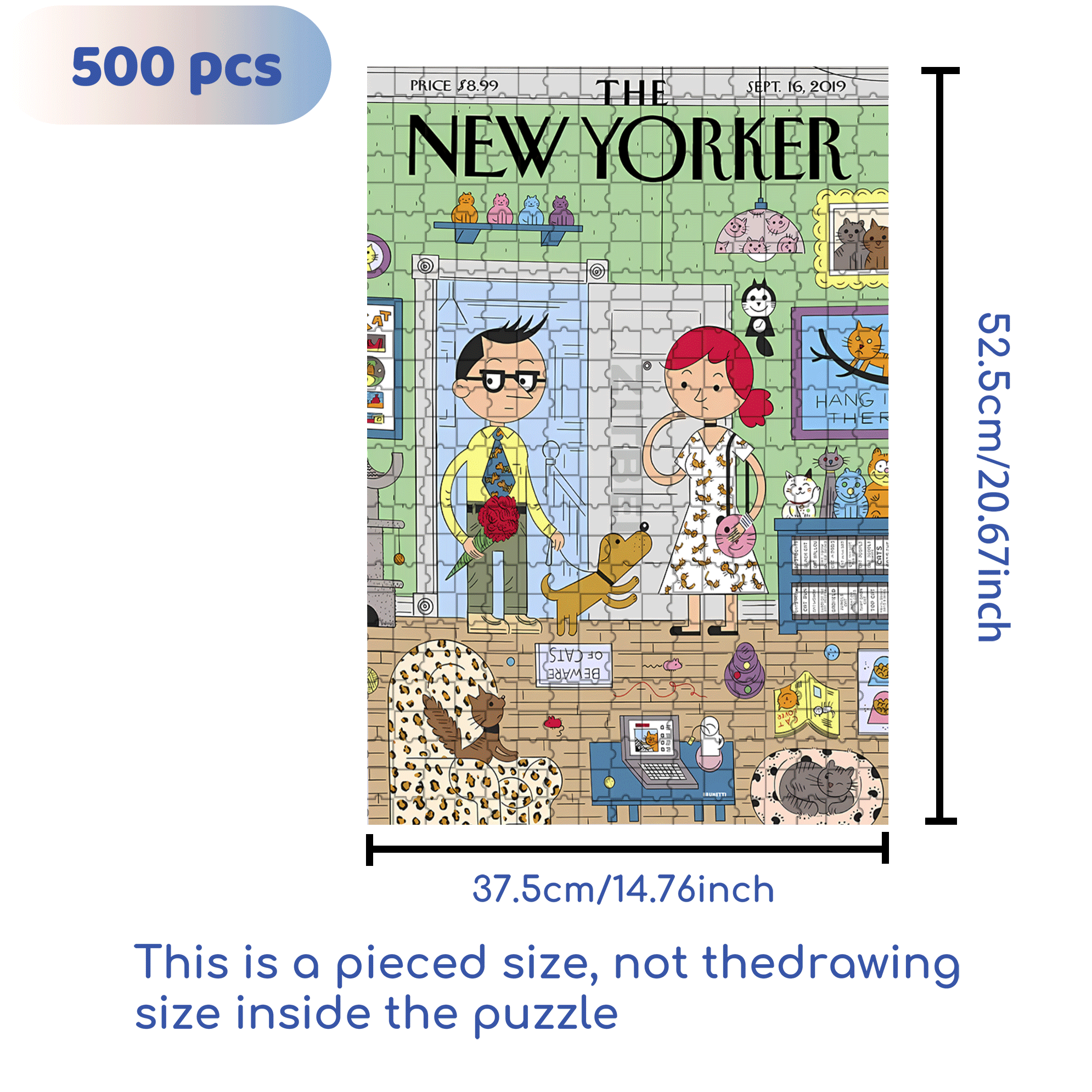 Beware Of Cats 500pcs/1000pcs Jigsaw Puzzle, Scratch-Resistant, Interactive Family Game & Brain-Boosting DIY Decor, Perfect for Halloween, Christmas & New Year Gifts, Family Puzzle Game
