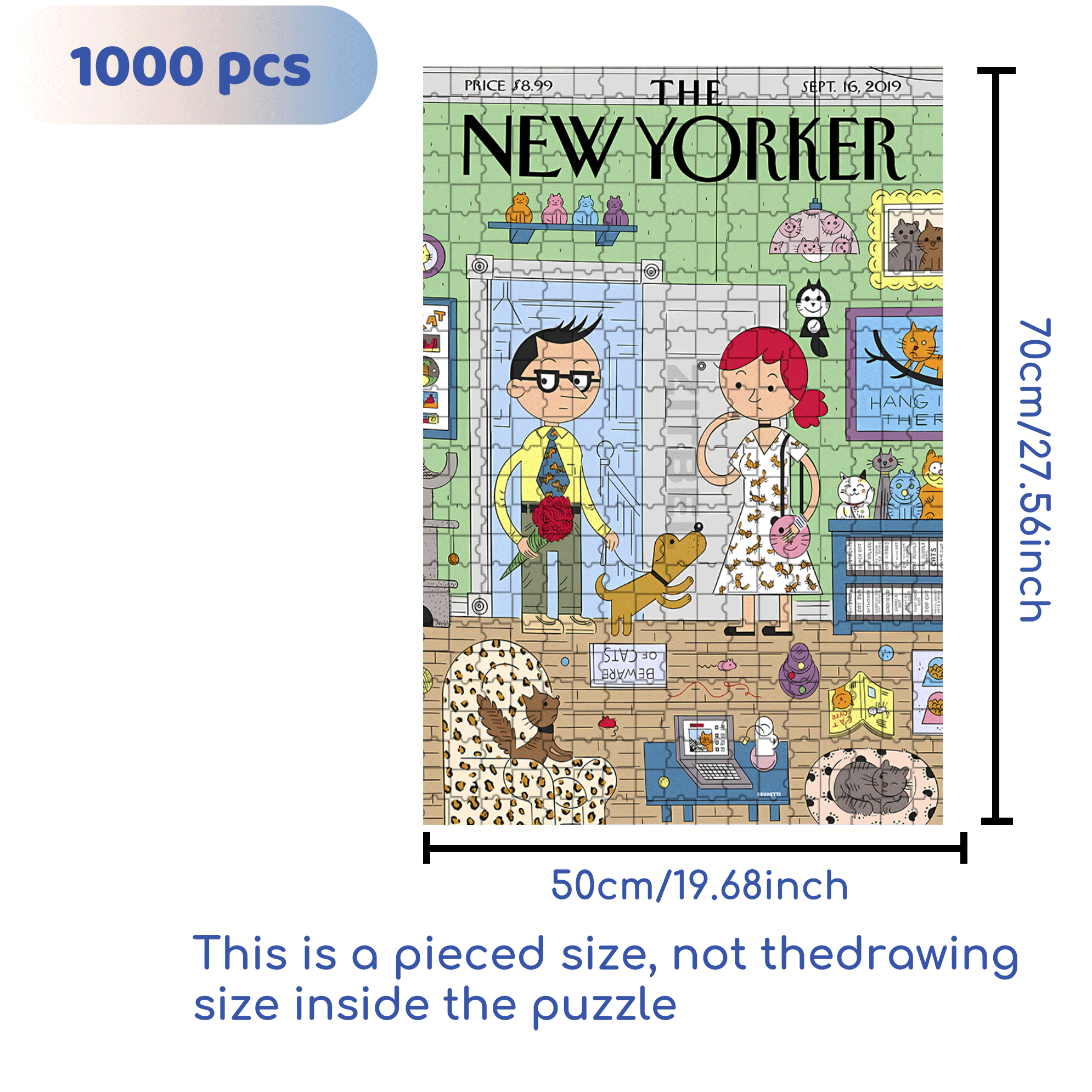 Beware Of Cats 500pcs/1000pcs Jigsaw Puzzle, Scratch-Resistant, Interactive Family Game & Brain-Boosting DIY Decor, Perfect for Halloween, Christmas & New Year Gifts, Family Puzzle Game