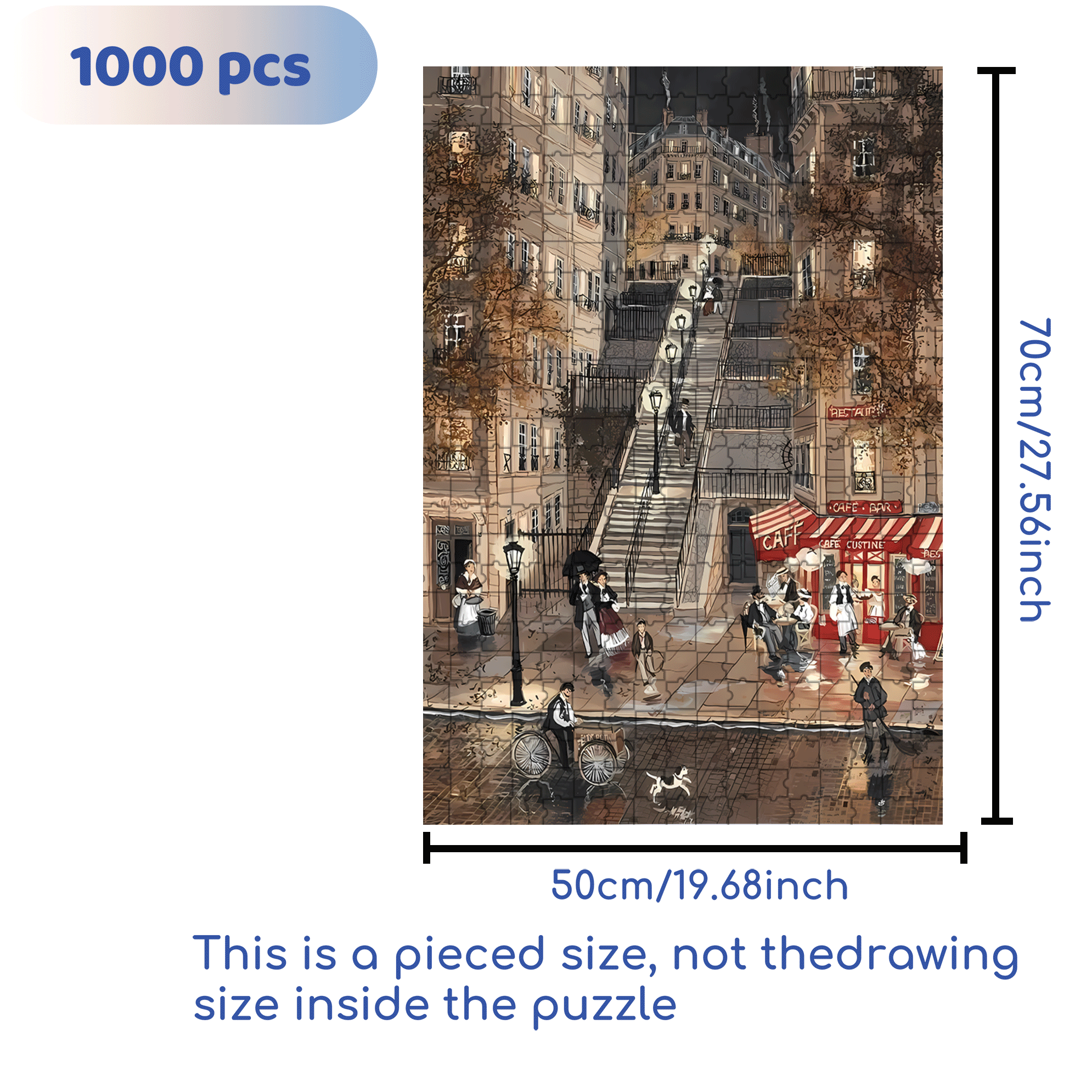 Cafe & Bar 500pcs/1000pcs Jigsaw Puzzle, Scratch-Resistant, Interactive Family Game & Brain-Boosting DIY Decor, Perfect for Halloween, Christmas & New Year Gifts, Family Puzzle Game