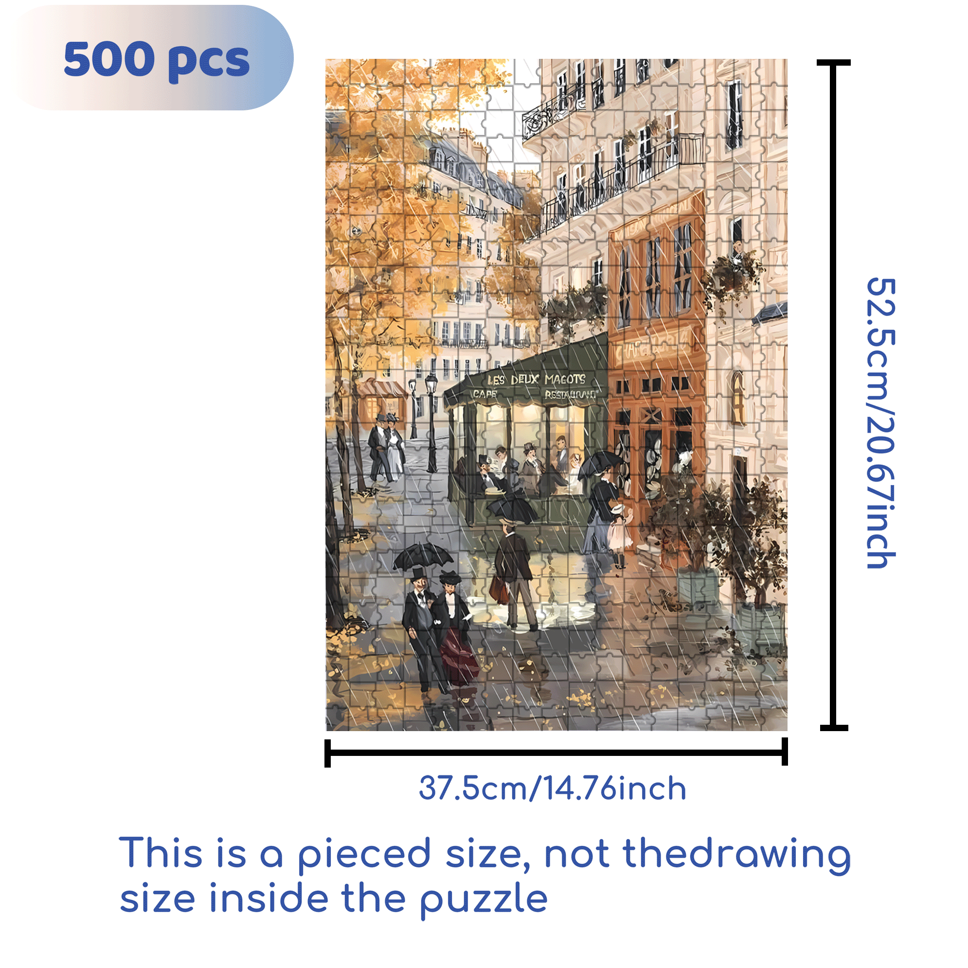 Cafe & Restaurant 500pcs/1000pcs Jigsaw Puzzle, Scratch-Resistant, Interactive Family Game & Brain-Boosting DIY Decor, Perfect for Halloween, Christmas & New Year Gifts, Family Puzzle Game