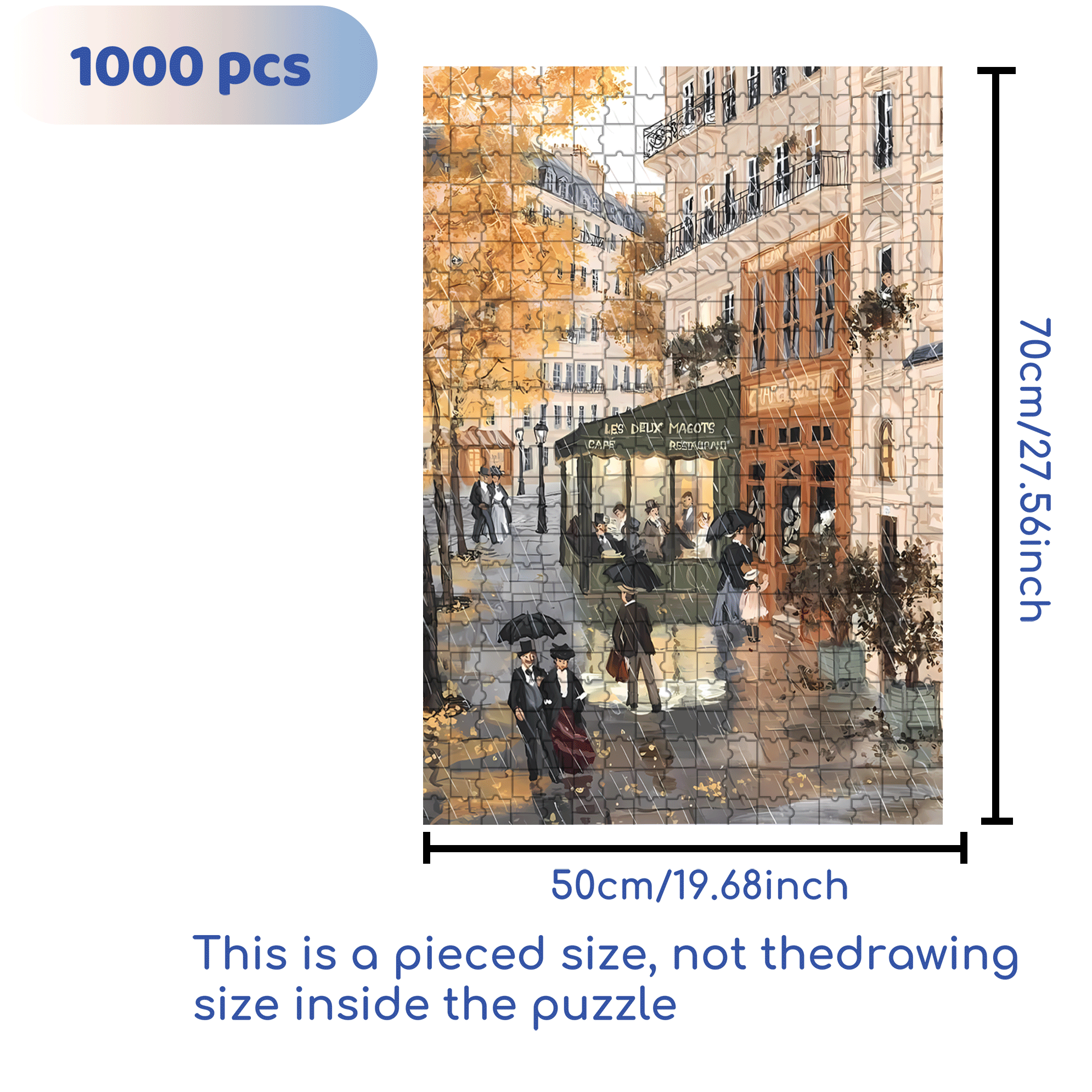 Cafe & Restaurant 500pcs/1000pcs Jigsaw Puzzle, Scratch-Resistant, Interactive Family Game & Brain-Boosting DIY Decor, Perfect for Halloween, Christmas & New Year Gifts, Family Puzzle Game