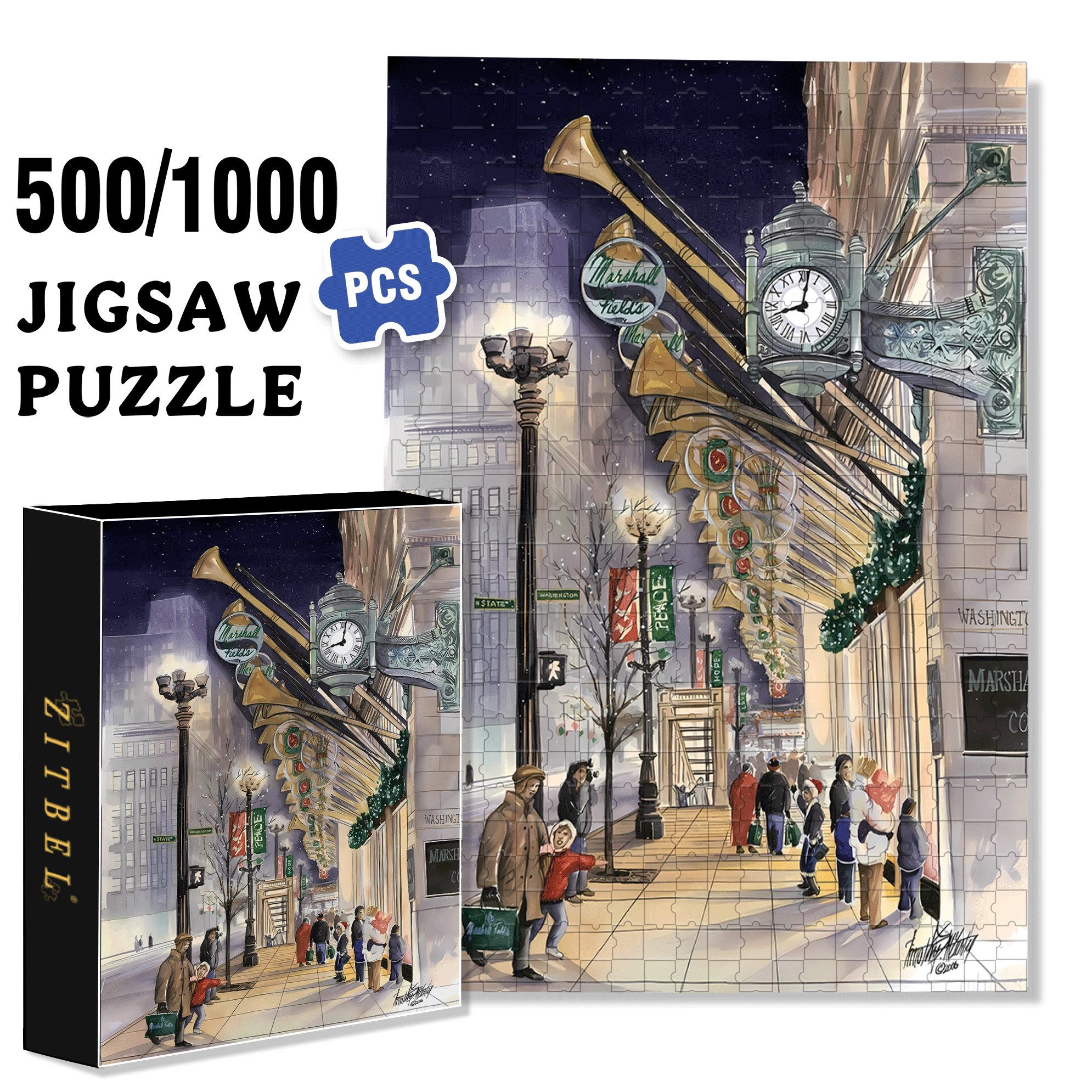 Christmas Eve 3 500pcs/1000pcs Jigsaw Puzzle, Scratch-Resistant, Interactive Family Game & Brain-Boosting DIY Decor, Perfect for Halloween, Christmas & New Year Gifts, Family Puzzle Game