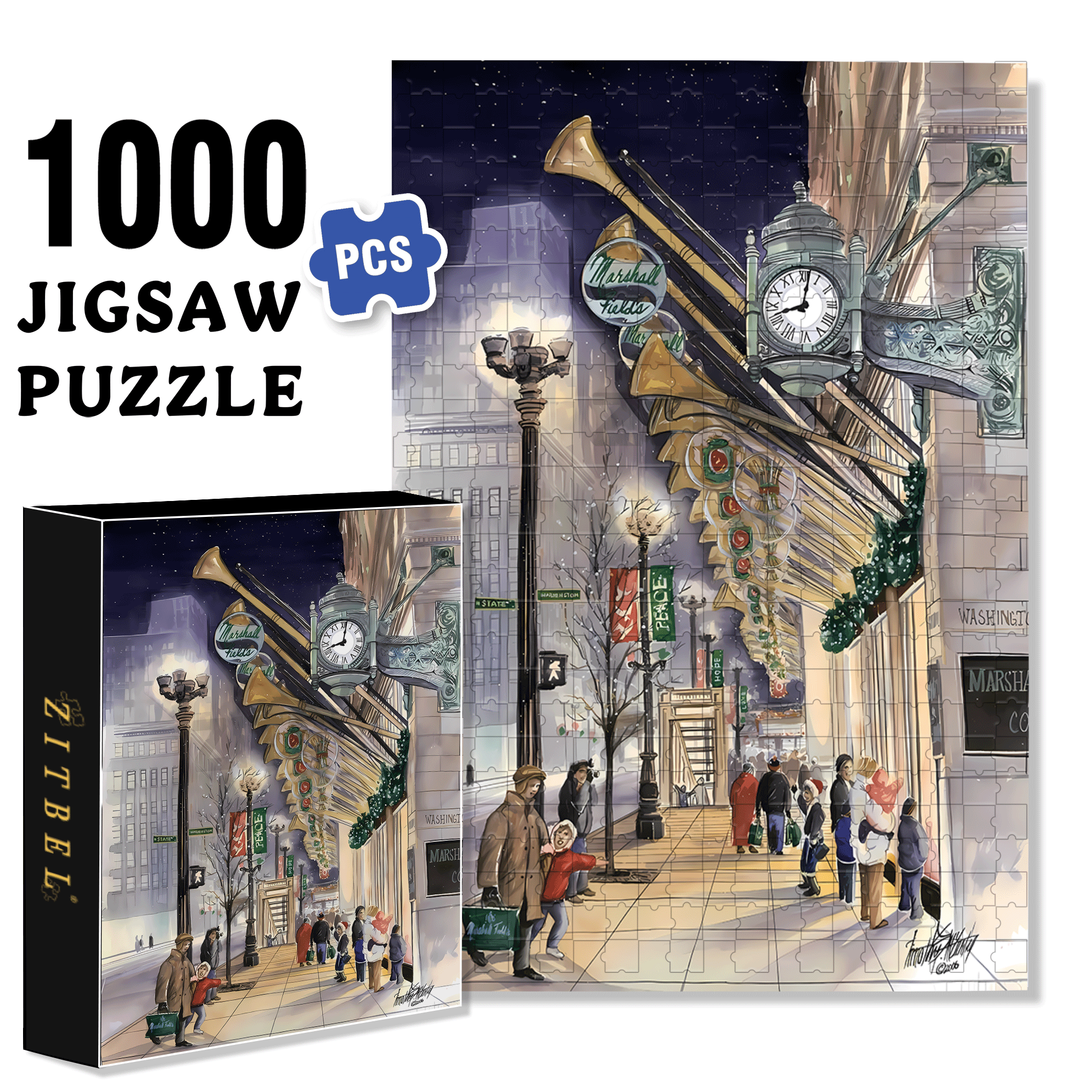 Christmas Eve 3 500pcs/1000pcs Jigsaw Puzzle, Scratch-Resistant, Interactive Family Game & Brain-Boosting DIY Decor, Perfect for Halloween, Christmas & New Year Gifts, Family Puzzle Game