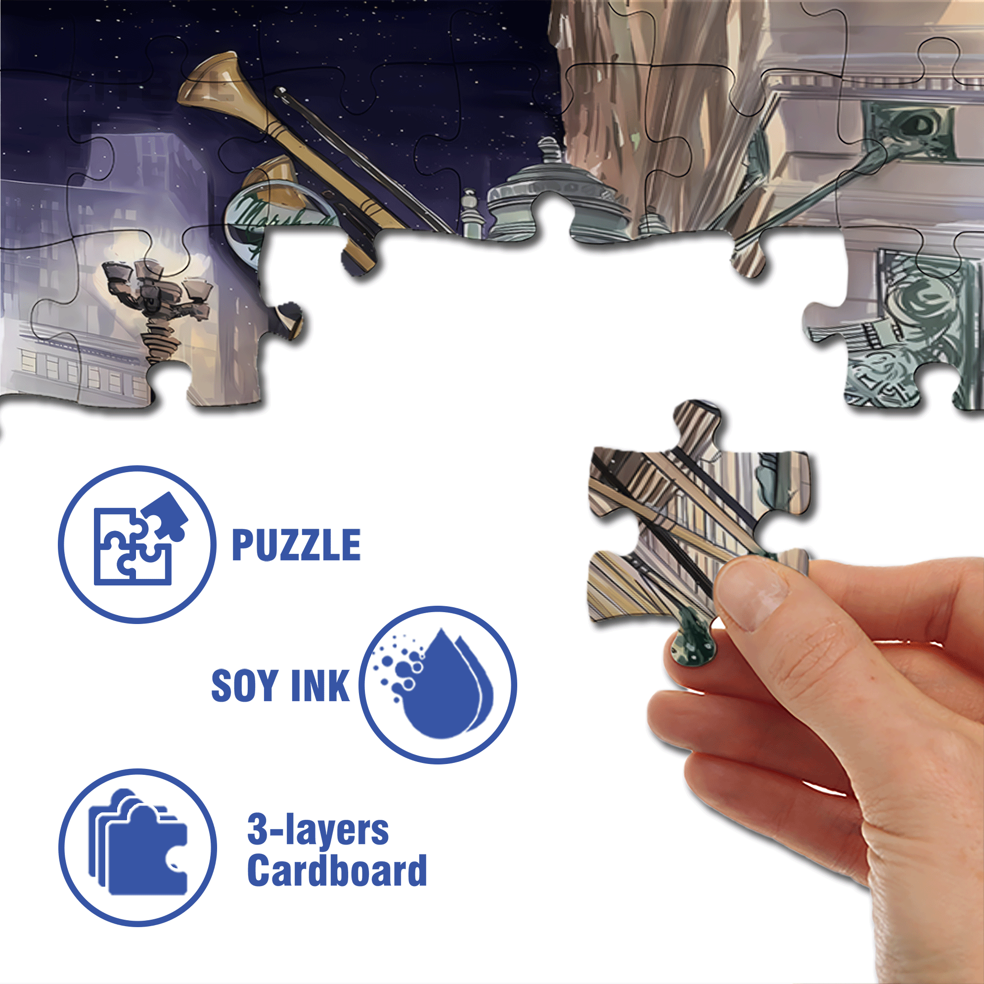 Christmas Eve 3 500pcs/1000pcs Jigsaw Puzzle, Scratch-Resistant, Interactive Family Game & Brain-Boosting DIY Decor, Perfect for Halloween, Christmas & New Year Gifts, Family Puzzle Game