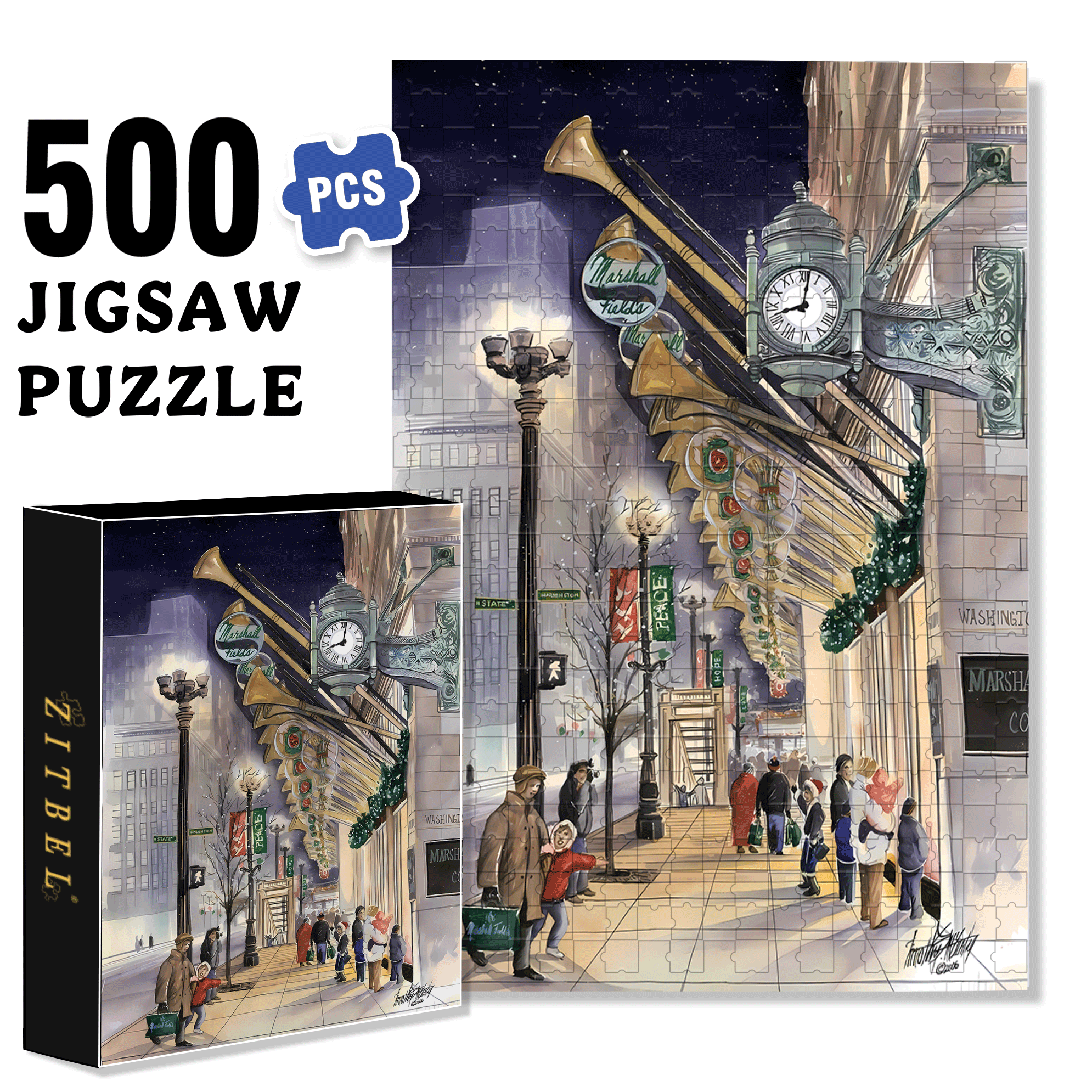 Christmas Eve 3 500pcs/1000pcs Jigsaw Puzzle, Scratch-Resistant, Interactive Family Game & Brain-Boosting DIY Decor, Perfect for Halloween, Christmas & New Year Gifts, Family Puzzle Game