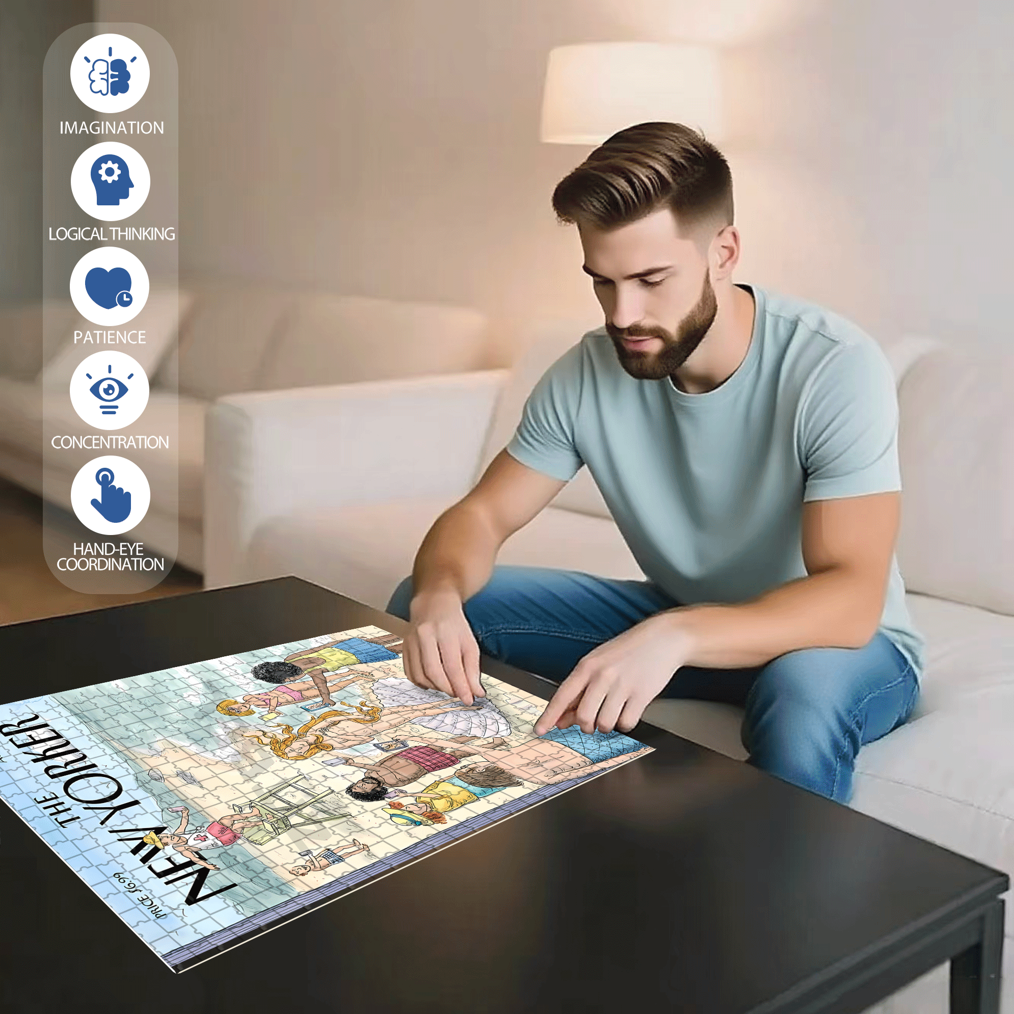 Clam Essence 500pcs/1000pcs Jigsaw Puzzle, Scratch-Resistant, Interactive Family Game & Brain-Boosting DIY Decor, Perfect for Halloween, Christmas & New Year Gifts, Family Puzzle Game