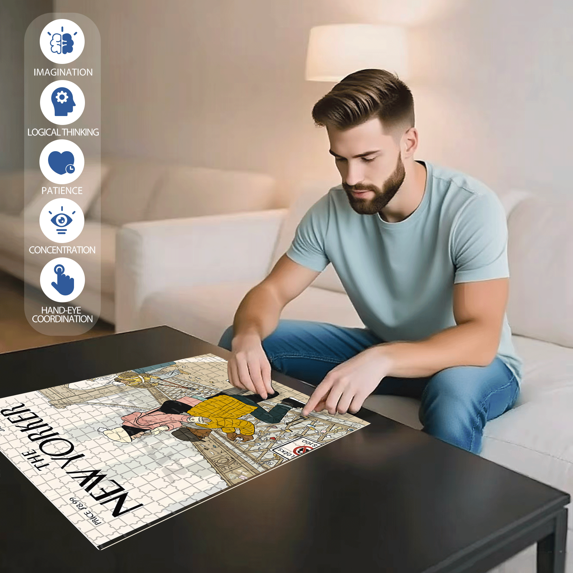 Do Not Lock 500pcs/1000pcs Jigsaw Puzzle, Scratch-Resistant, Interactive Family Game & Brain-Boosting DIY Decor, Perfect for Halloween, Christmas & New Year Gifts, Family Puzzle Game
