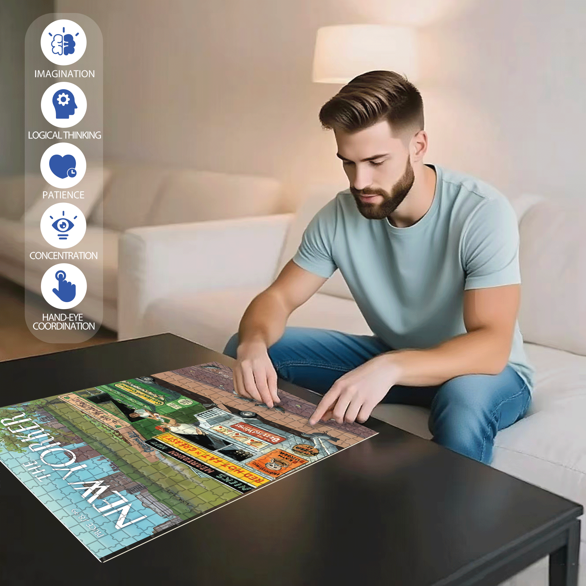 Exchange Flavors 500pcs/1000pcs Jigsaw Puzzle, Scratch-Resistant, Interactive Family Game & Brain-Boosting DIY Decor, Perfect for Halloween, Christmas & New Year Gifts, Family Puzzle Game